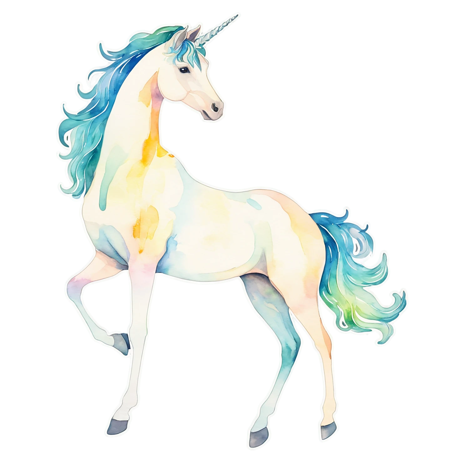 Unicorn watercolor sticker isolated on transparent background #22799