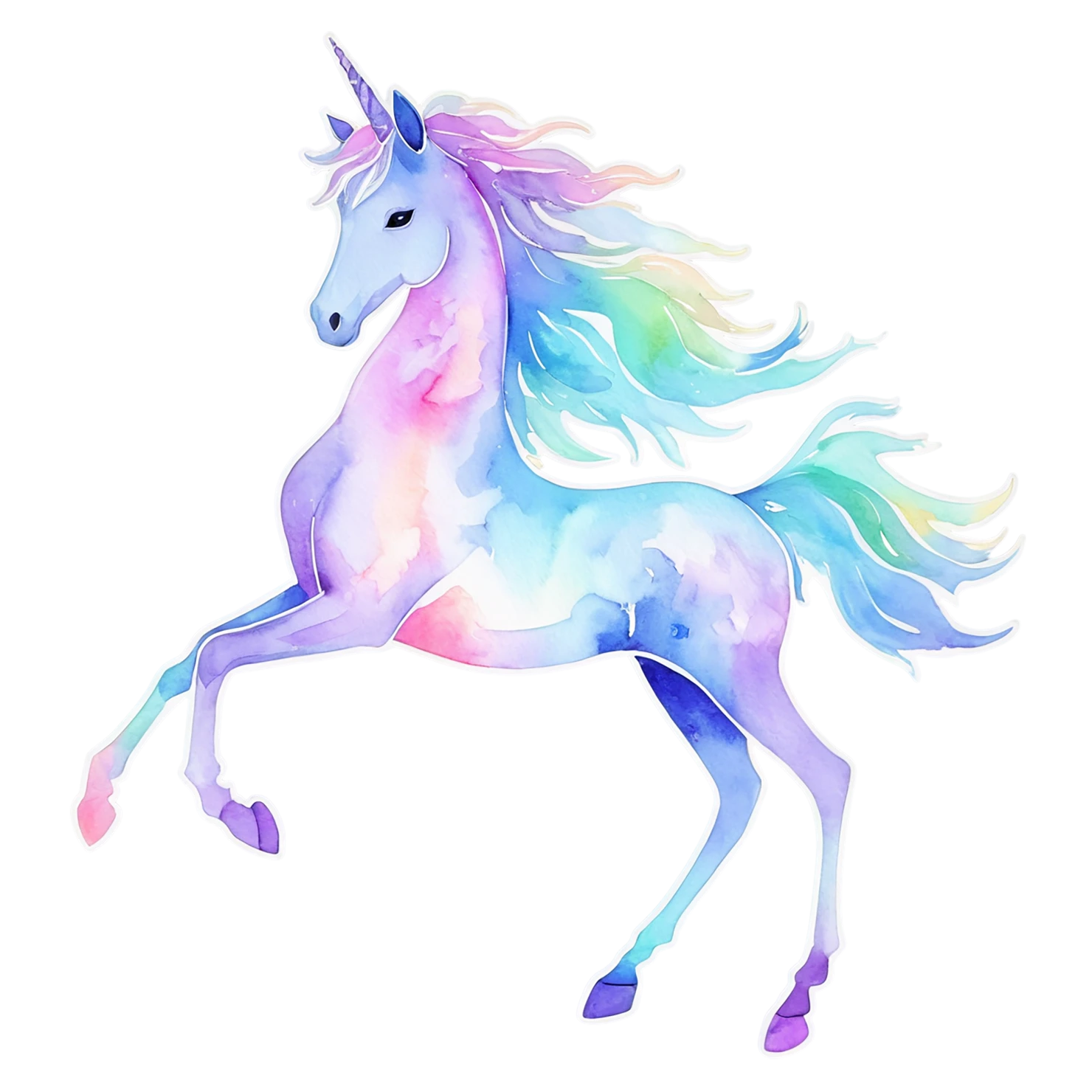 Unicorn watercolor sticker isolated on transparent background #22800