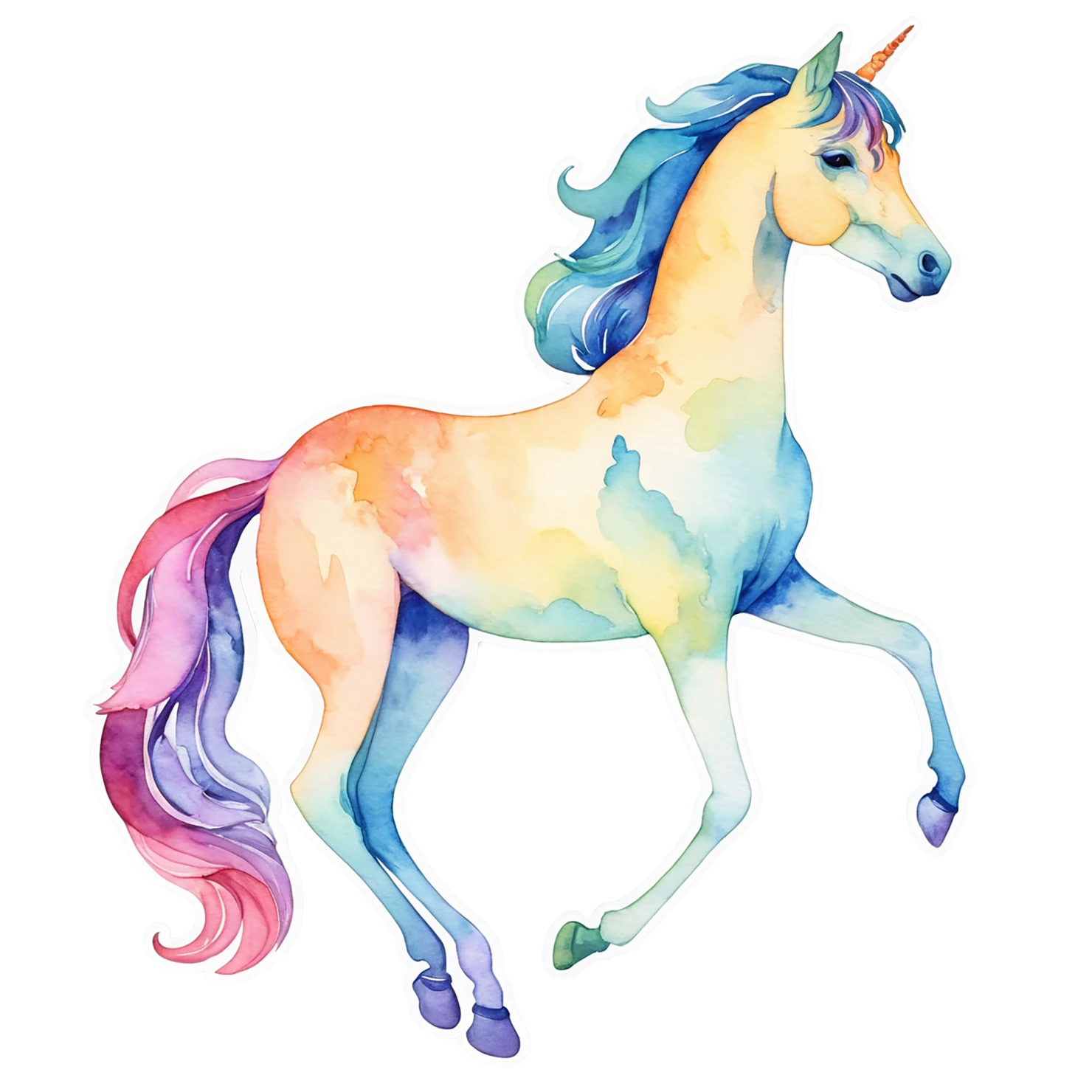 Unicorn watercolor sticker isolated on transparent background #22801