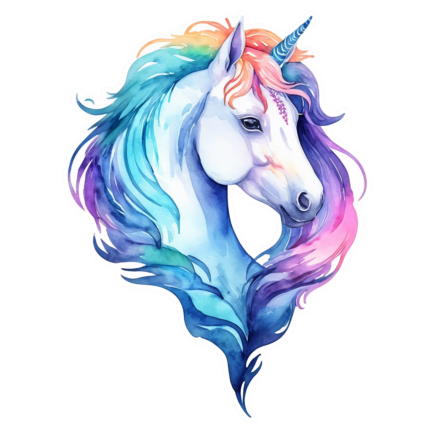 Unicorn watercolor sticker isolated on transparent background #22802