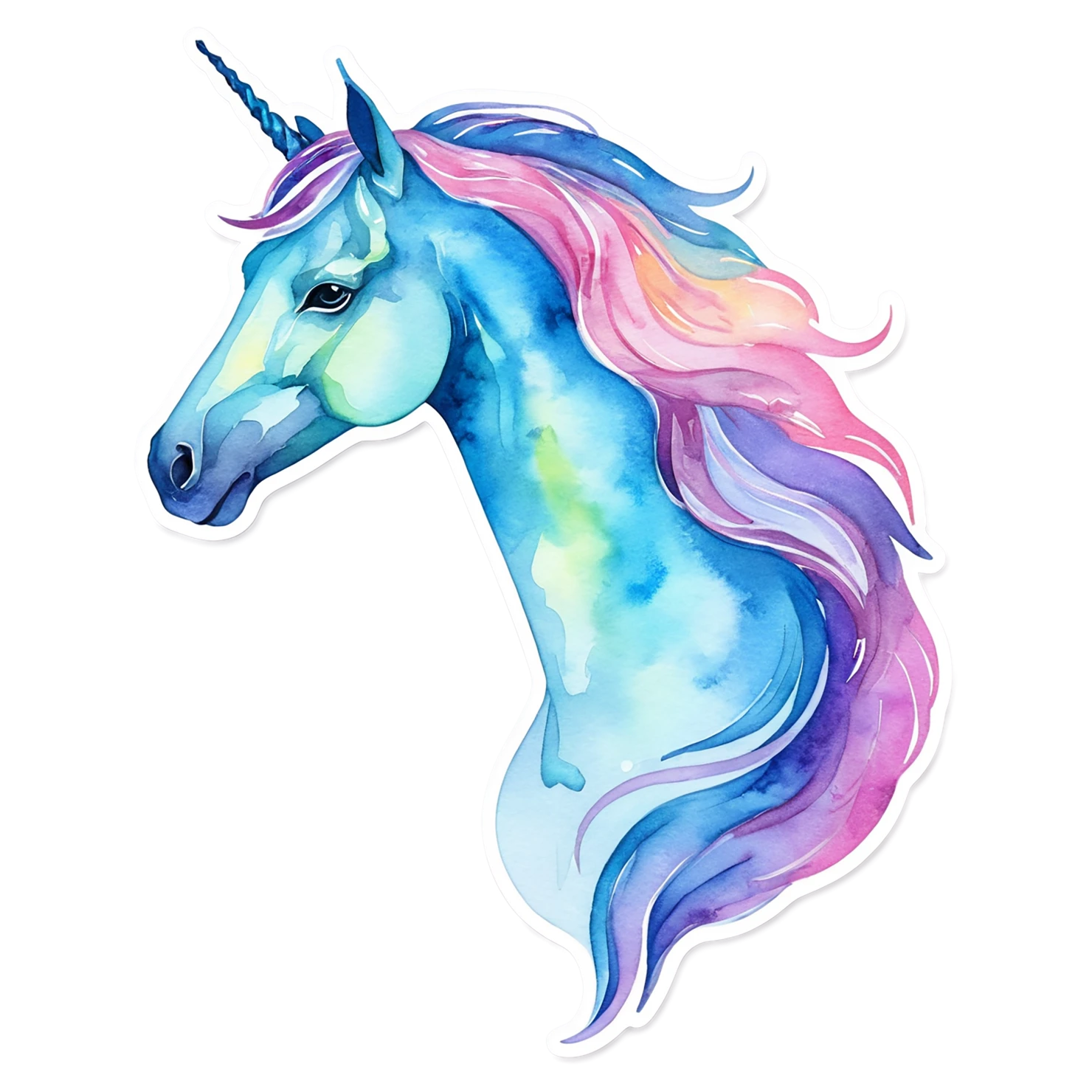 Unicorn watercolor sticker isolated on transparent background #22805
