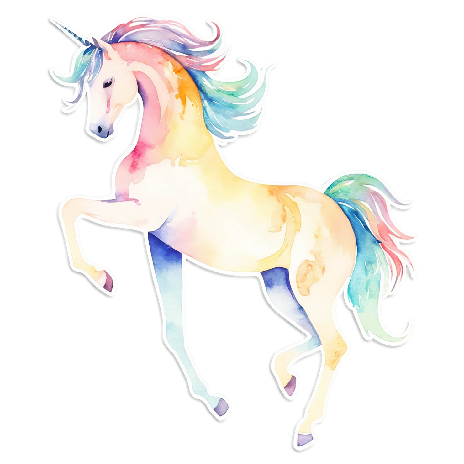 Unicorn watercolor sticker isolated on transparent background #22806