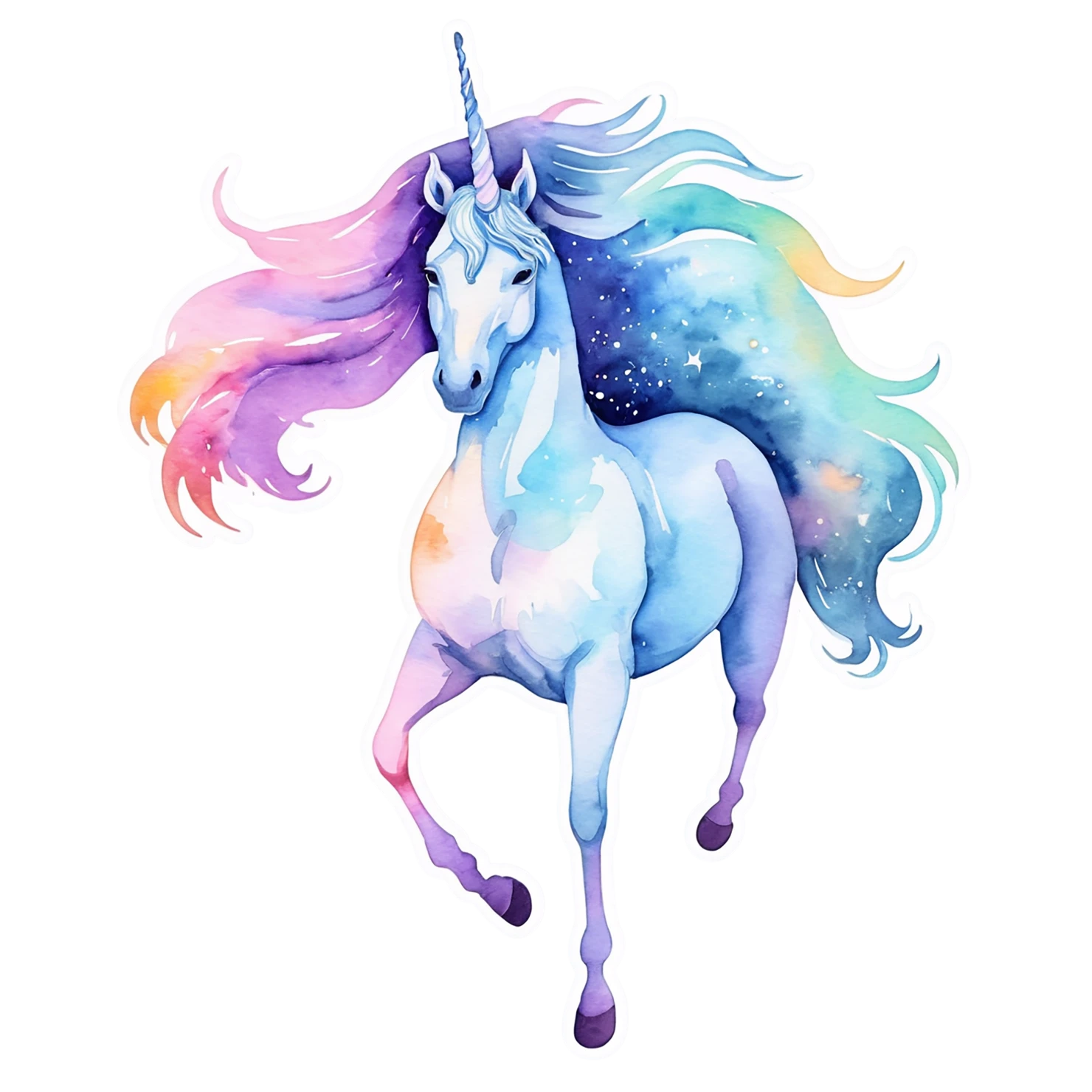 Unicorn watercolor sticker isolated on transparent background #22807