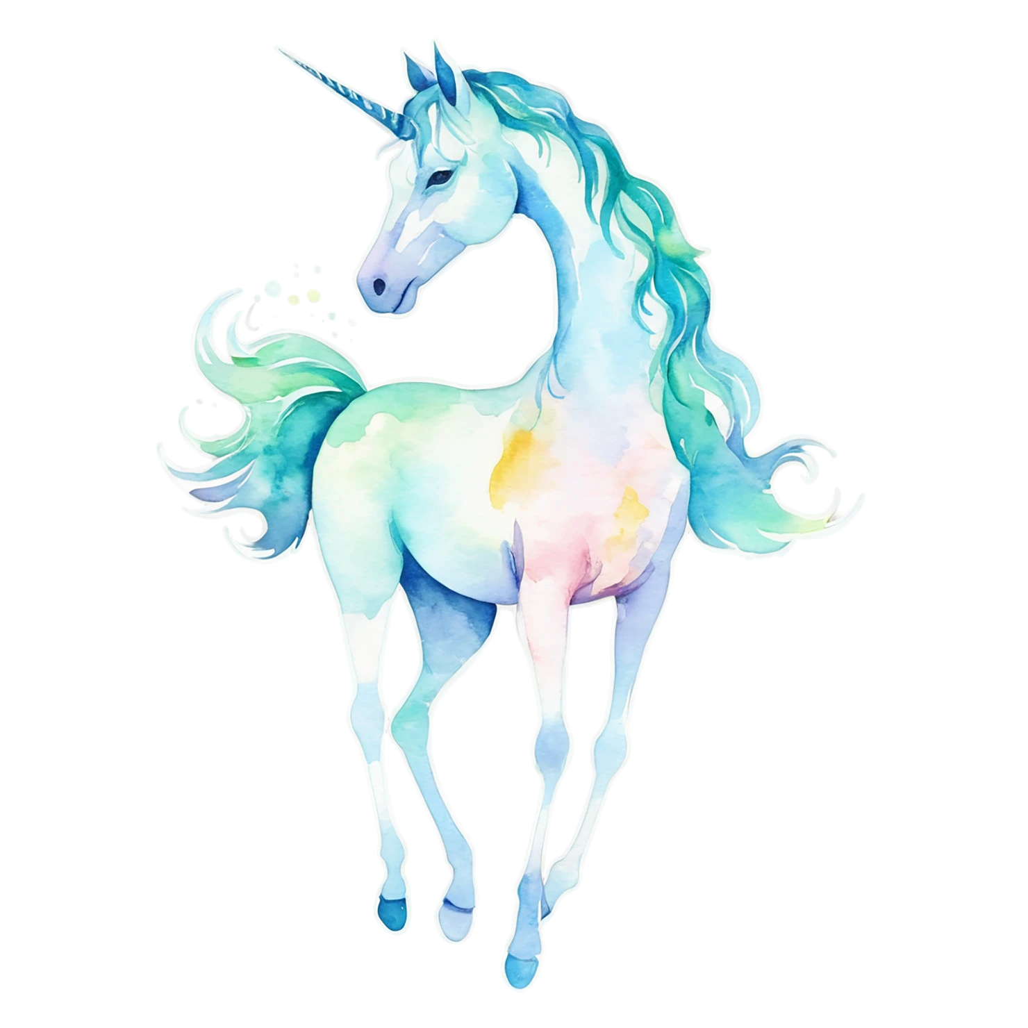 Unicorn watercolor sticker isolated on transparent background #22808