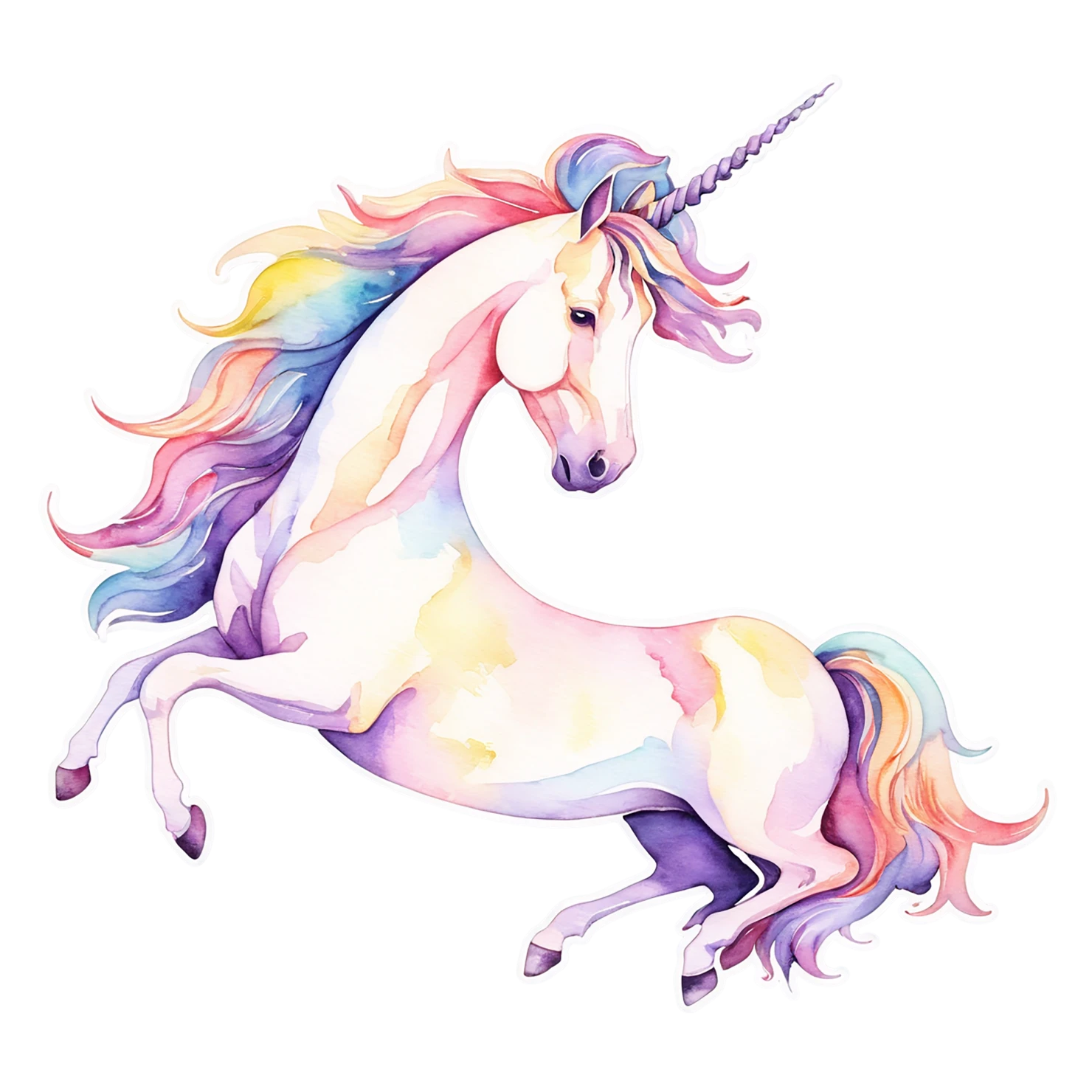 Unicorn watercolor sticker isolated on transparent background #22810