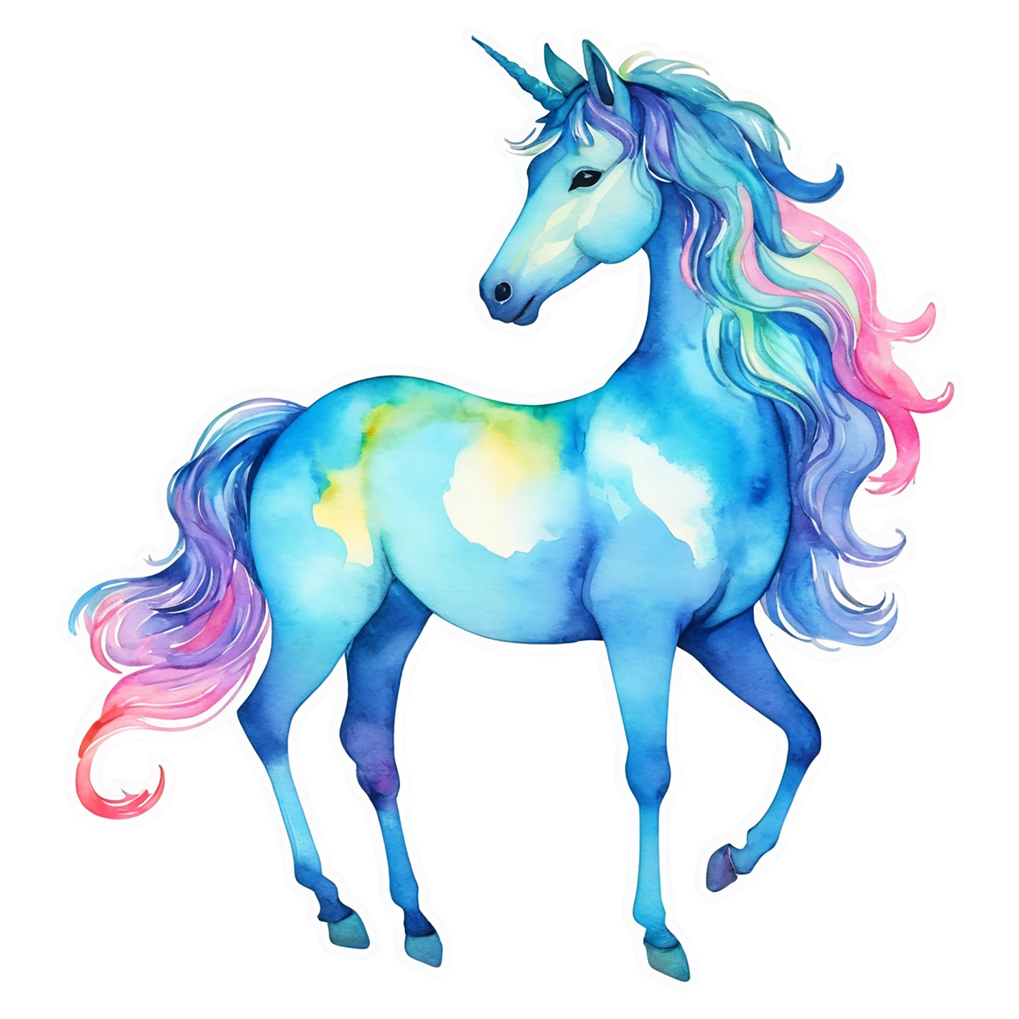 Unicorn watercolor sticker isolated on transparent background #22813
