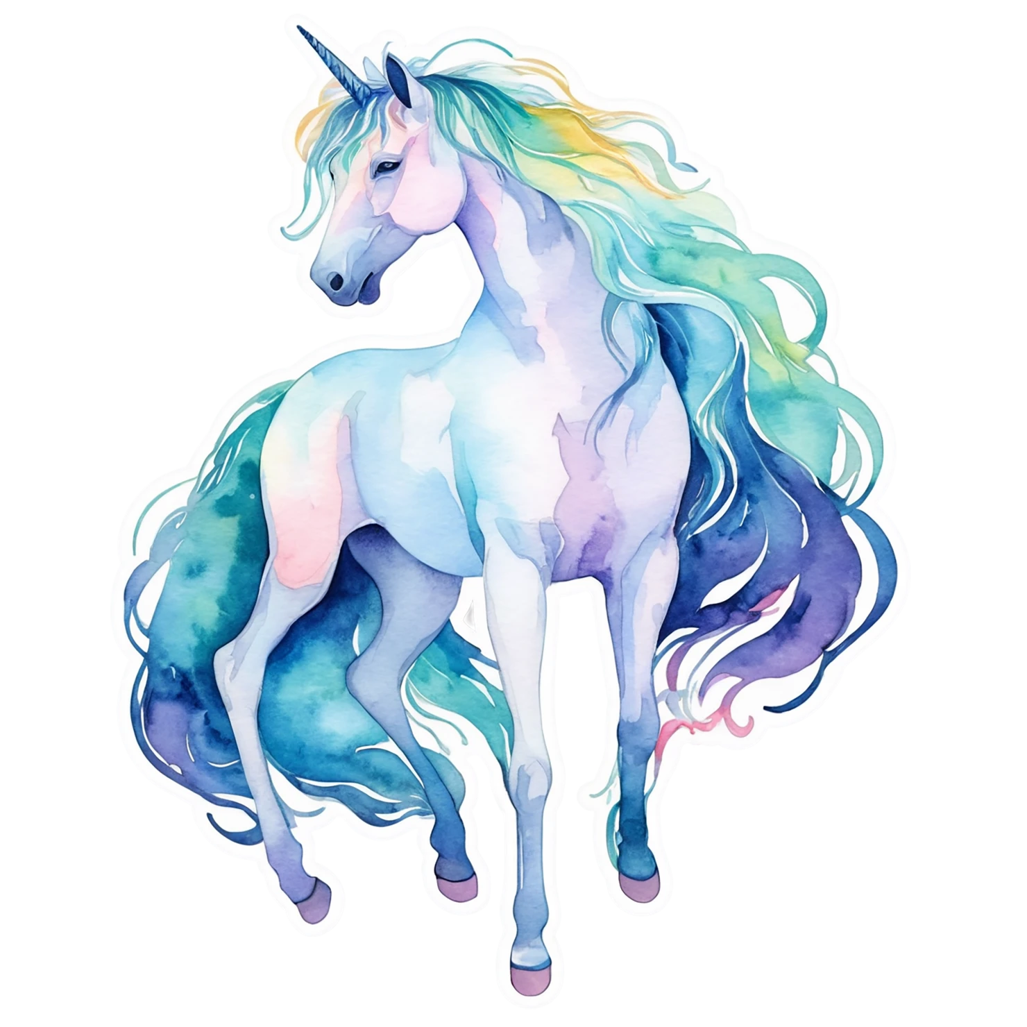 Unicorn watercolor sticker isolated on transparent background #22814
