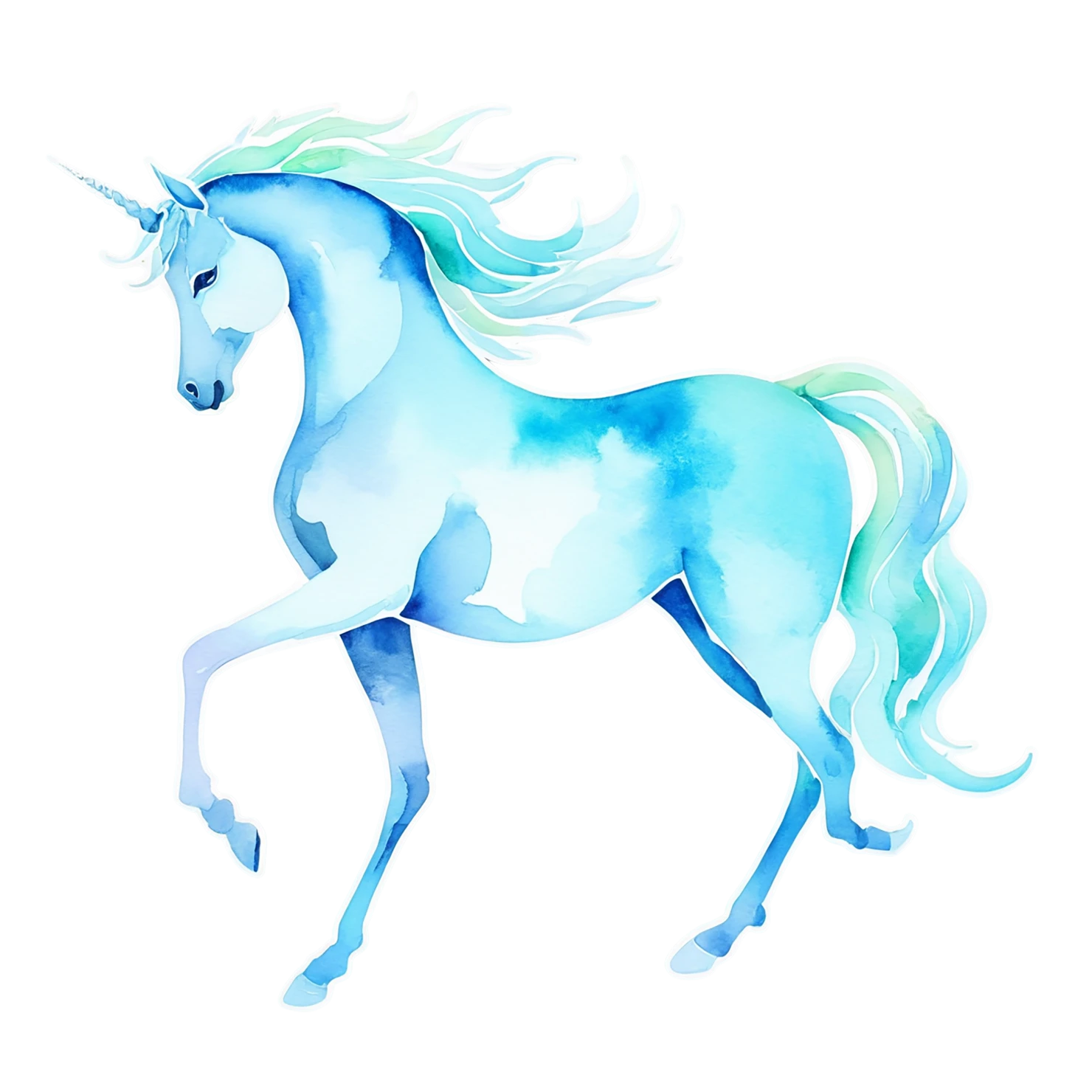 Unicorn watercolor sticker isolated on transparent background #22815
