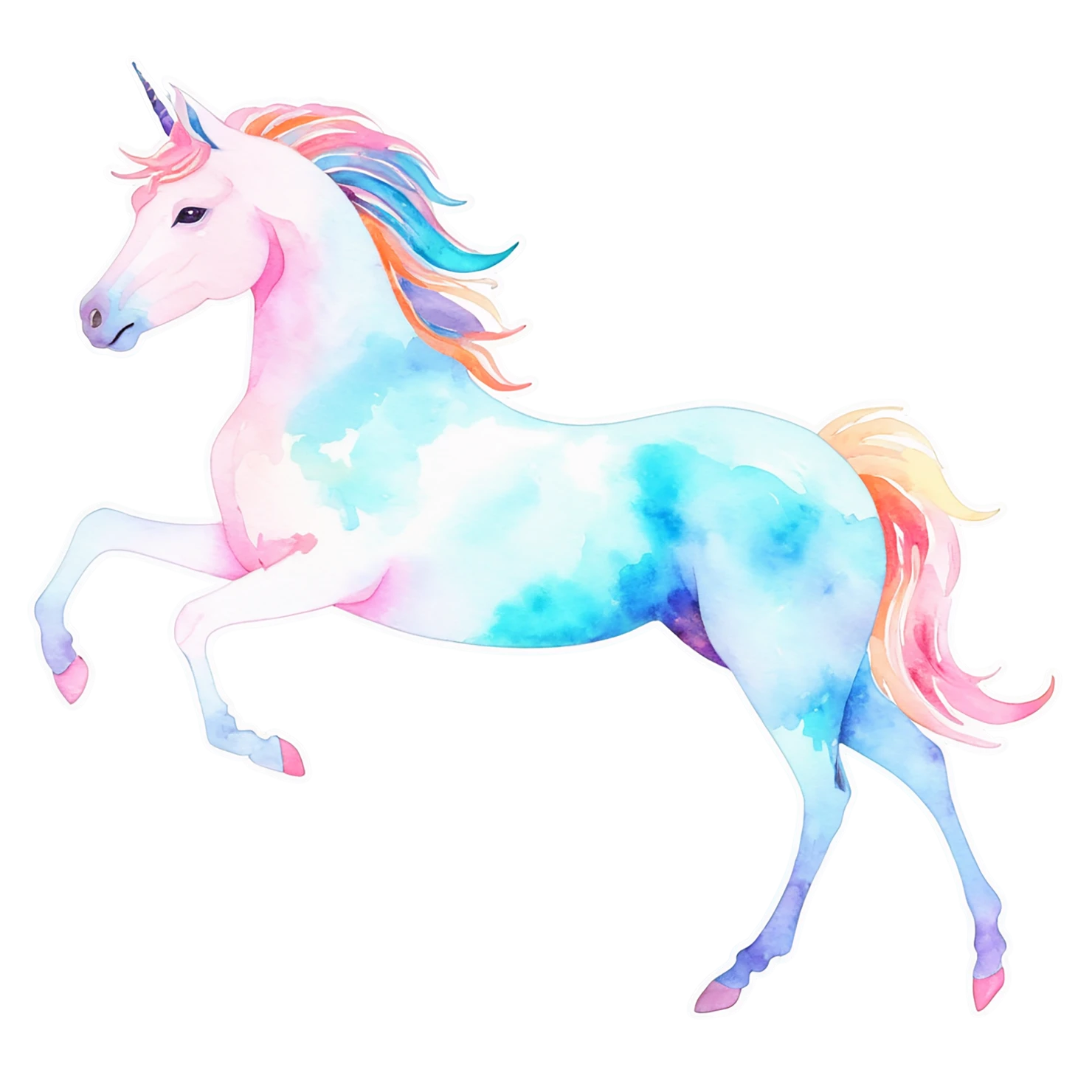 Unicorn watercolor sticker isolated on transparent background #22816