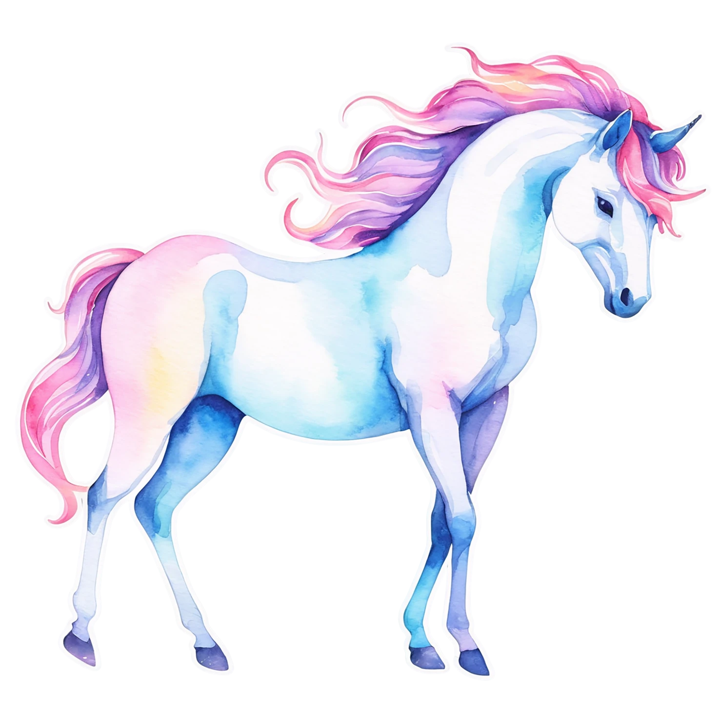 Unicorn watercolor sticker isolated on transparent background #22818