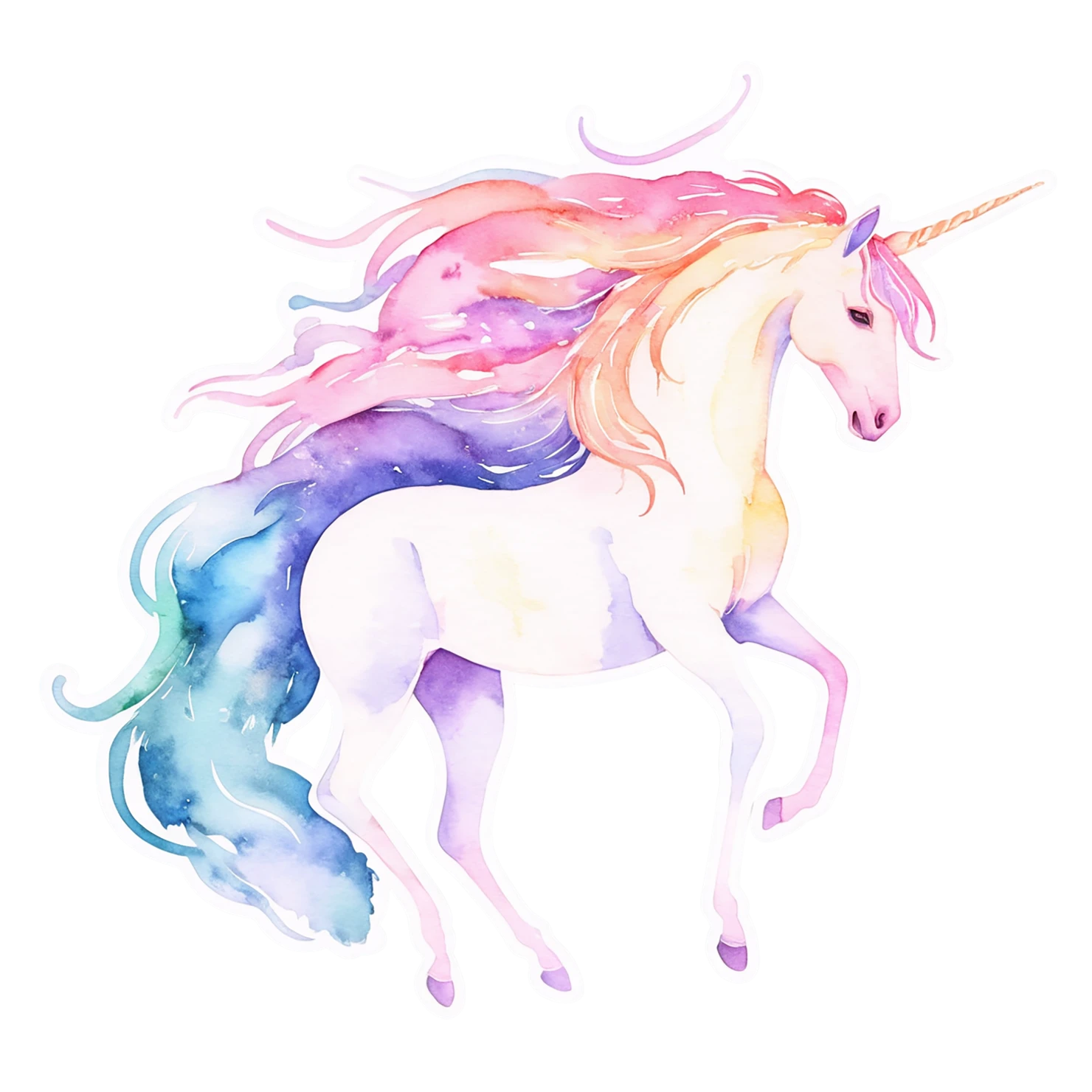Unicorn watercolor sticker isolated on transparent background #22819