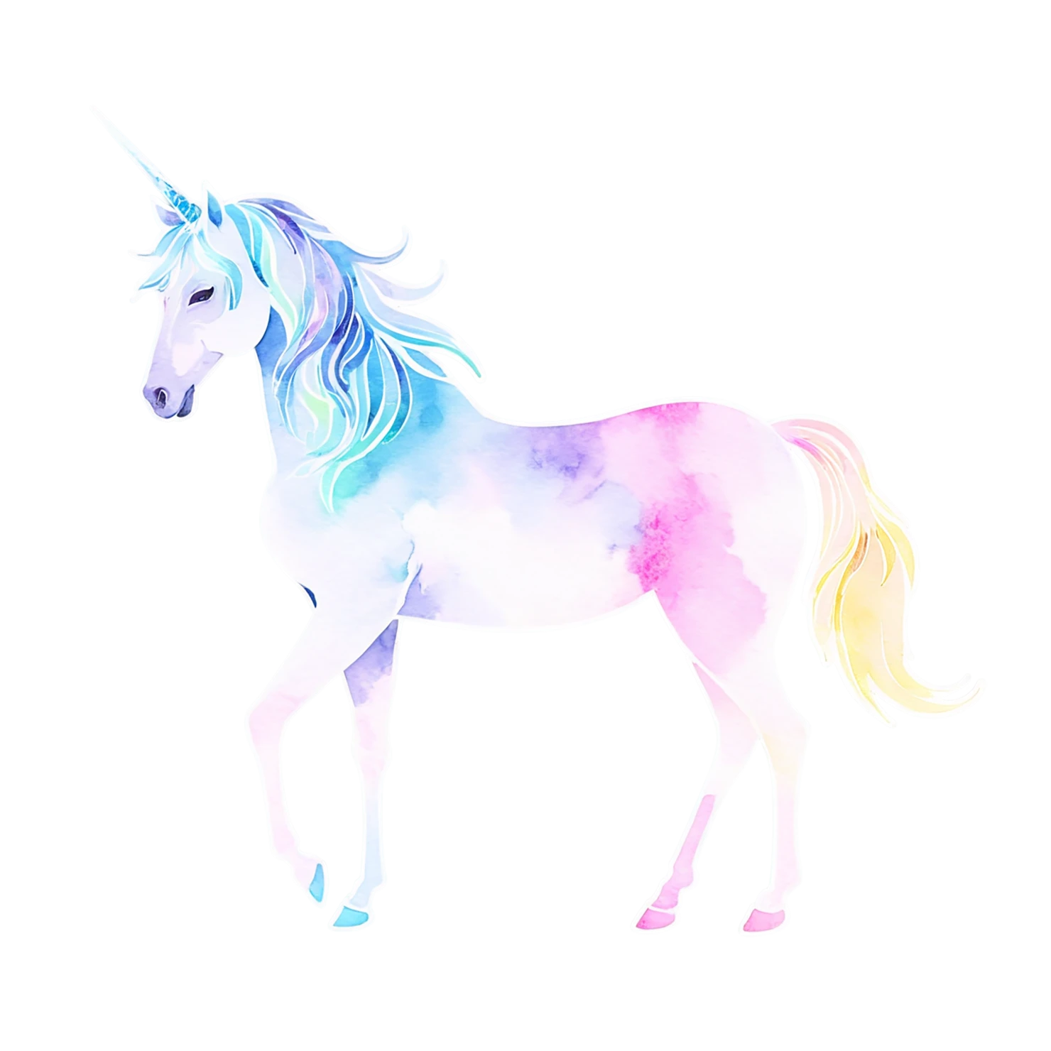 Unicorn watercolor sticker isolated on transparent background #22820