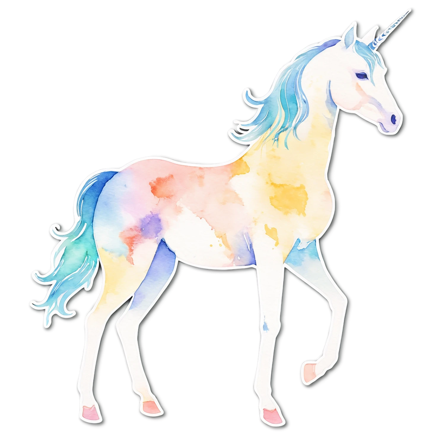 Unicorn watercolor sticker isolated on transparent background #22825