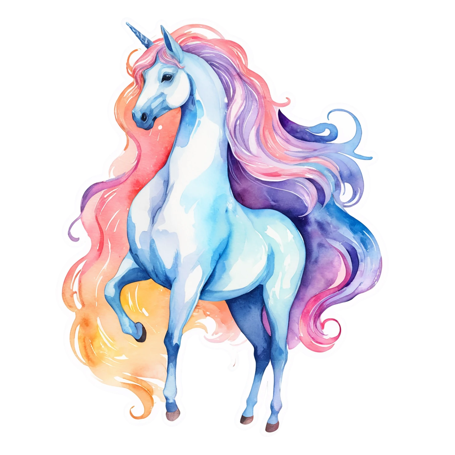 Unicorn watercolor sticker isolated on transparent background #22826