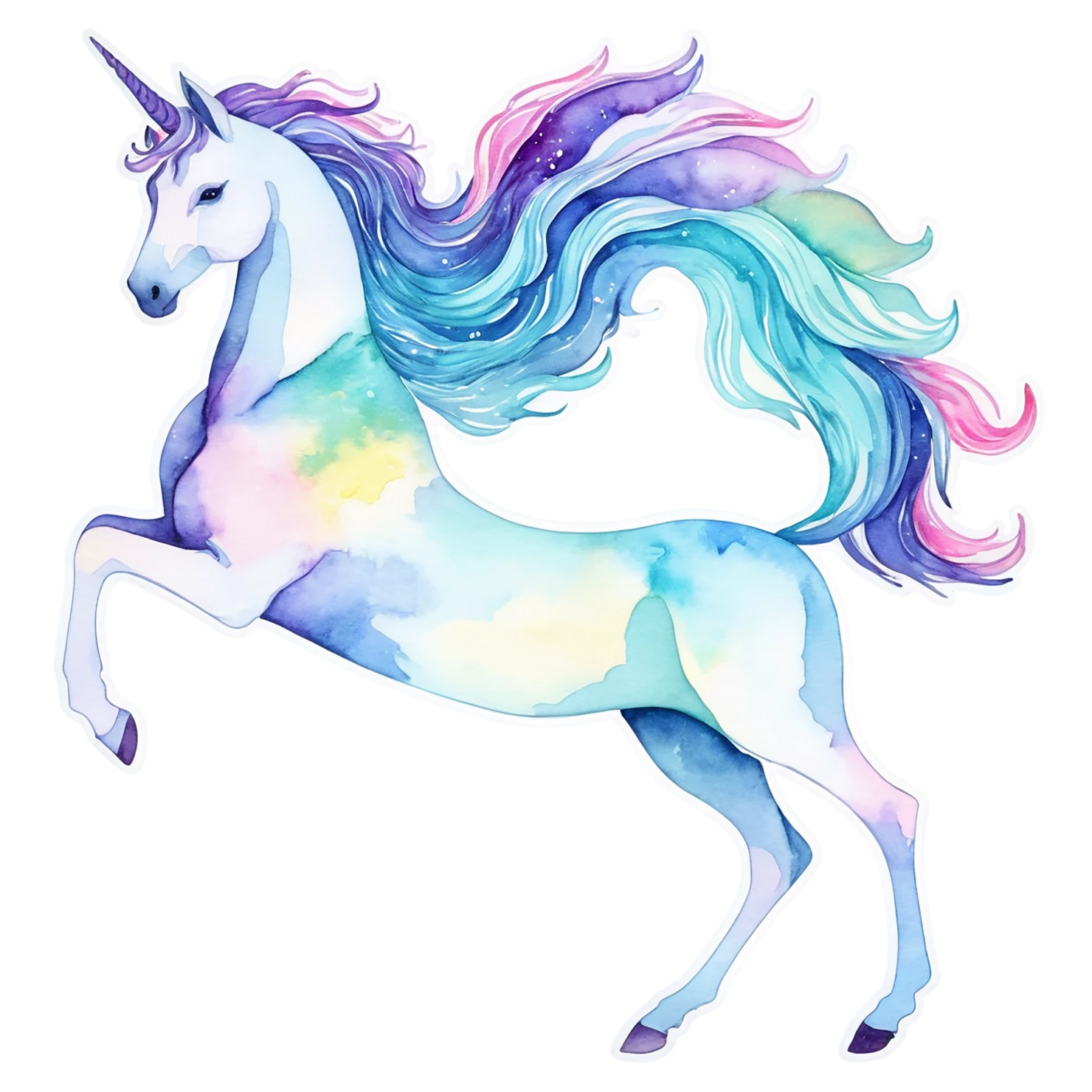 Unicorn watercolor sticker isolated on transparent background #22827