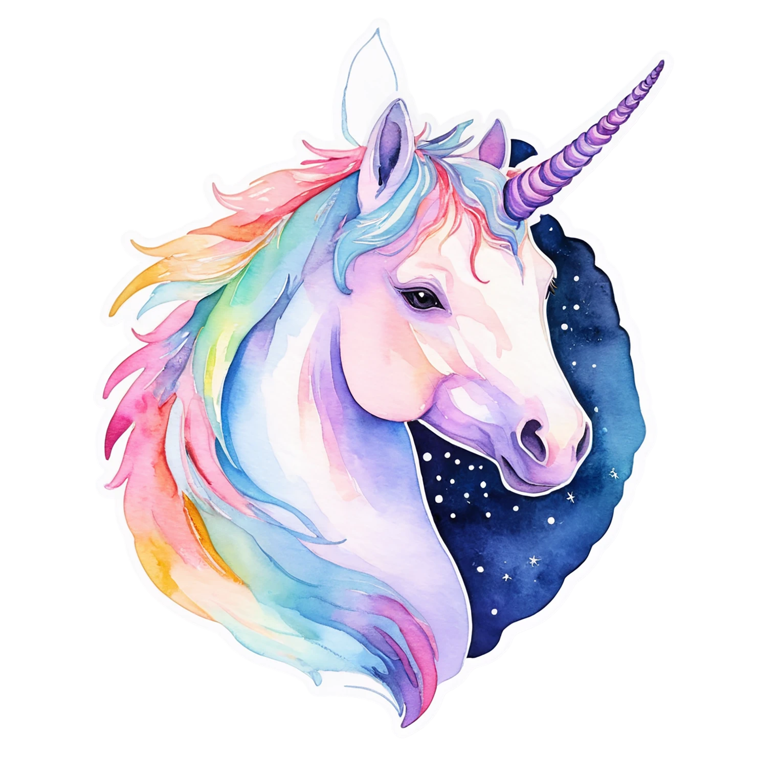 Unicorn watercolor sticker isolated on transparent background #22828