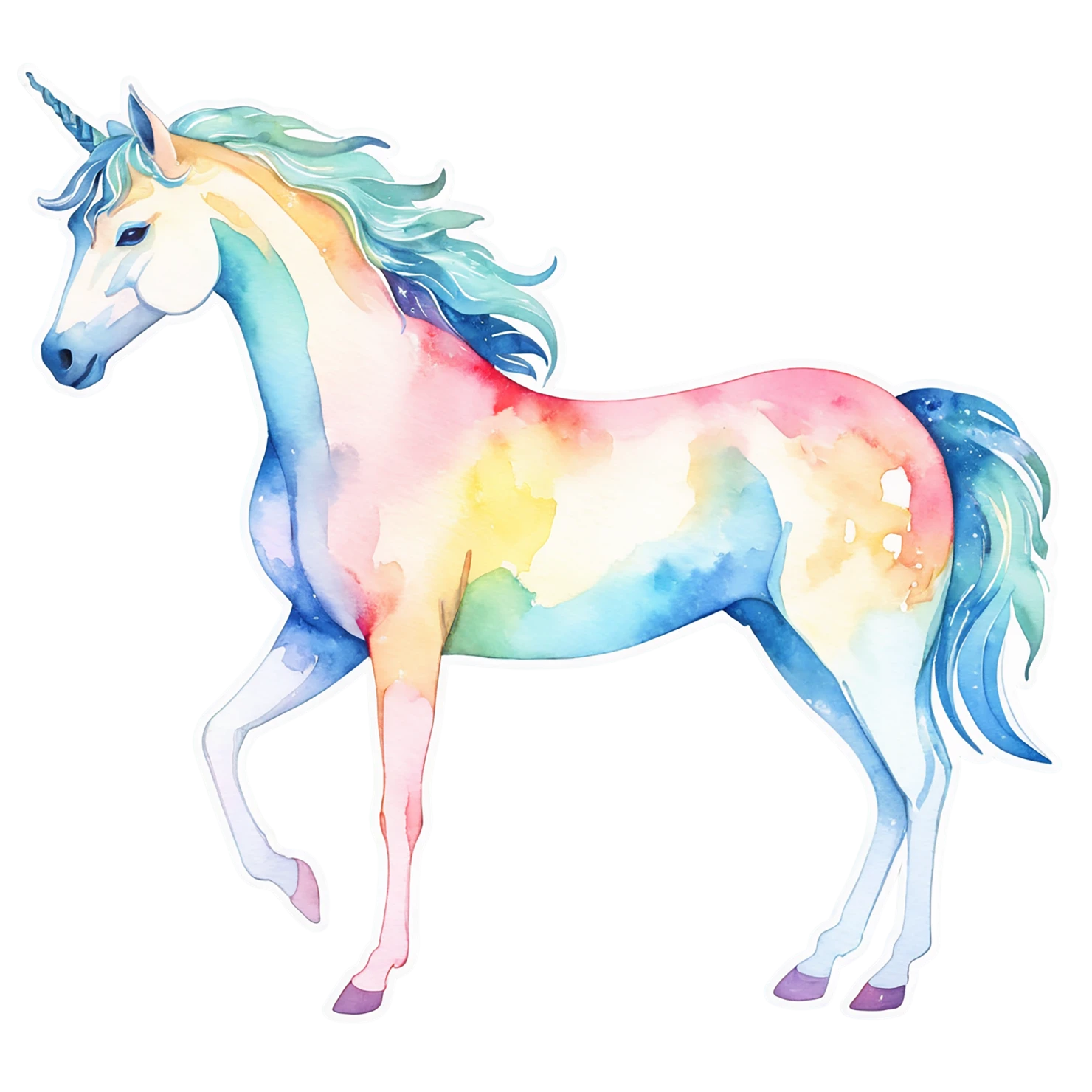Unicorn watercolor sticker isolated on transparent background #22829
