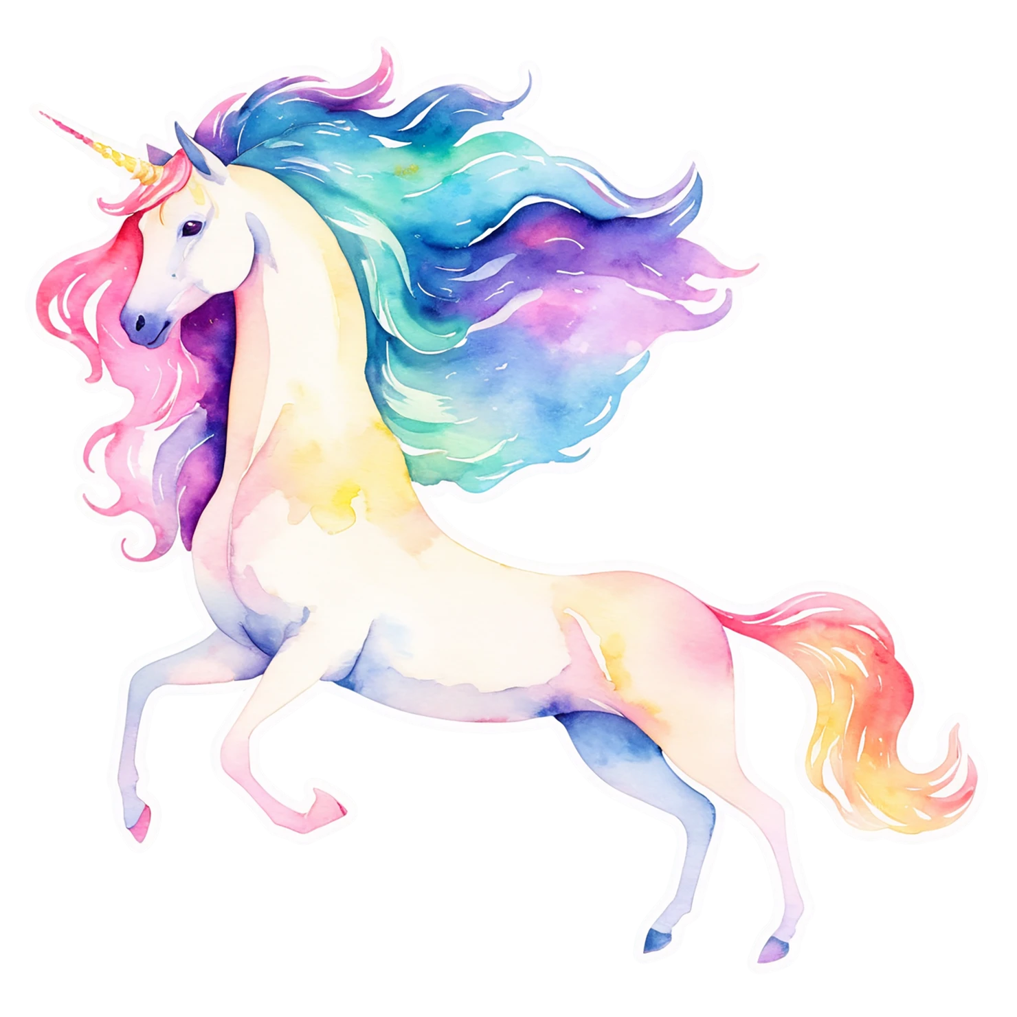 Unicorn watercolor sticker isolated on transparent background #22831
