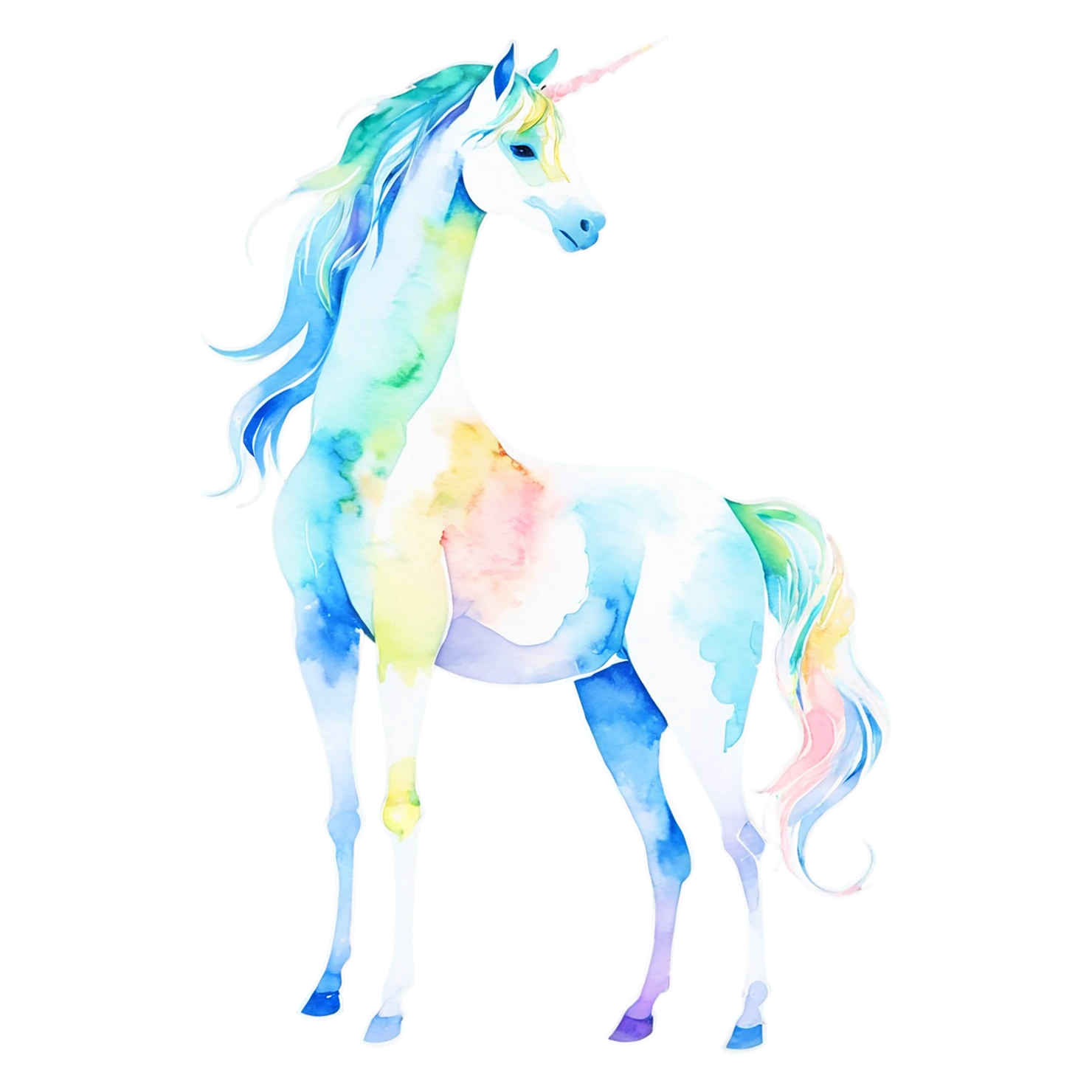 Unicorn watercolor sticker isolated on transparent background #22832