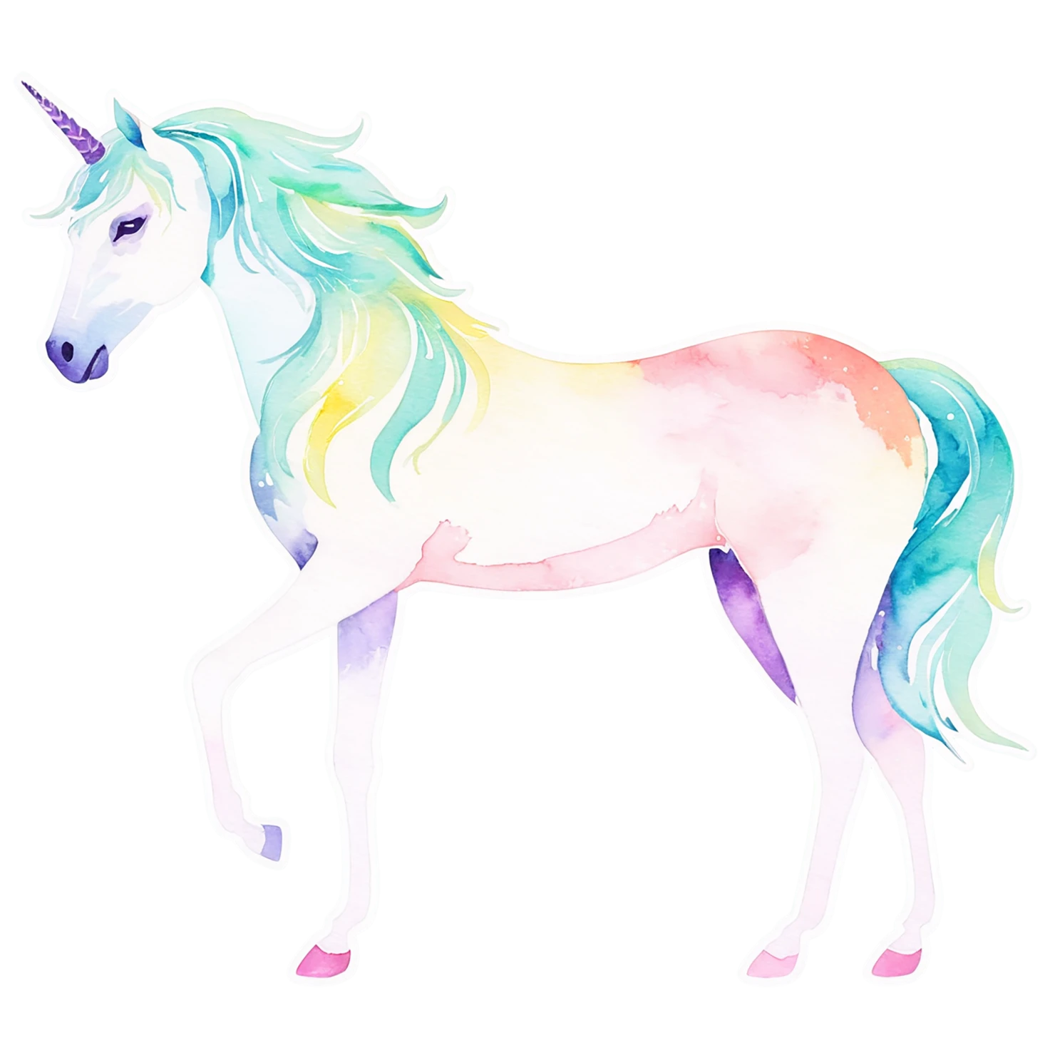 Unicorn watercolor sticker isolated on transparent background #22833
