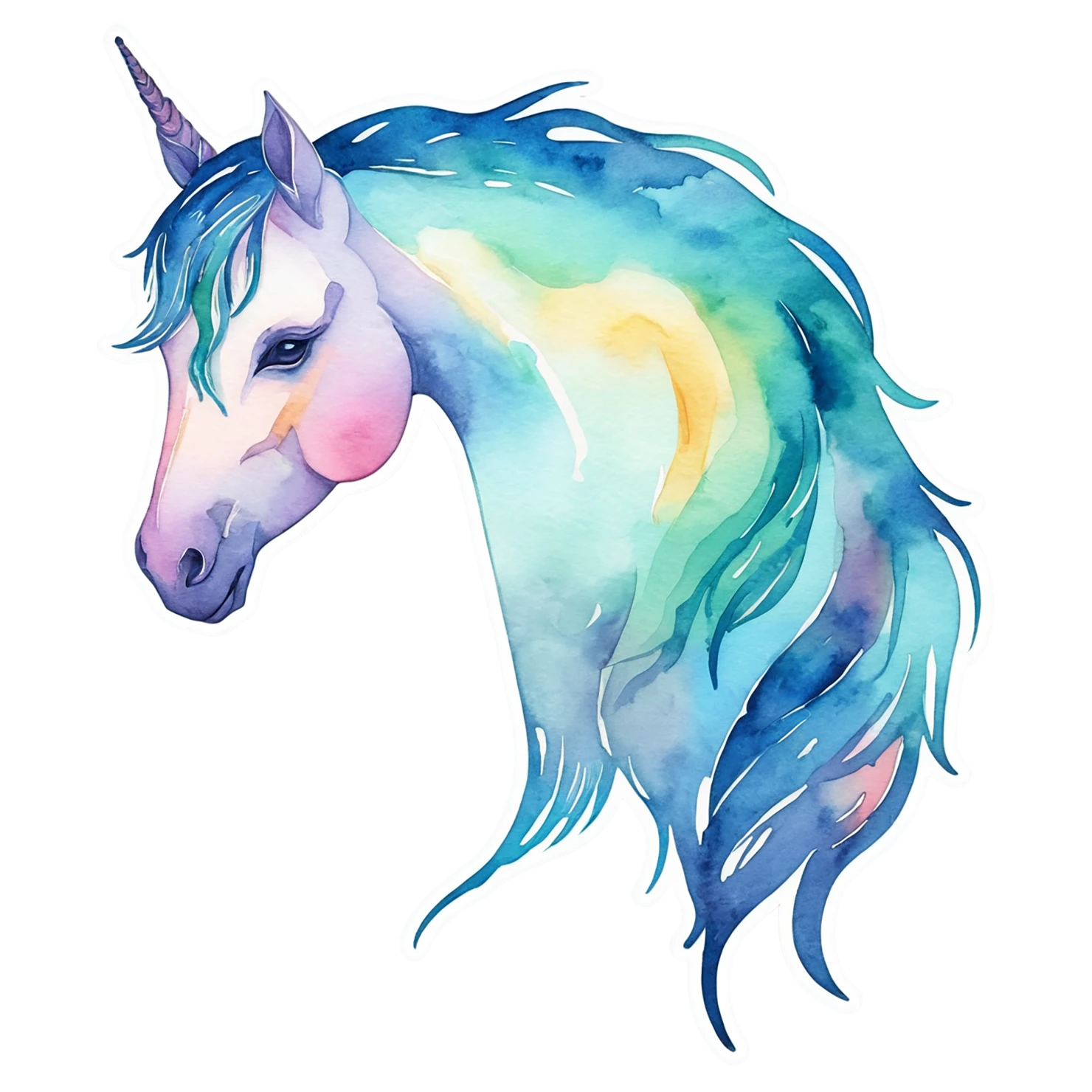 Unicorn watercolor sticker isolated on transparent background #22839