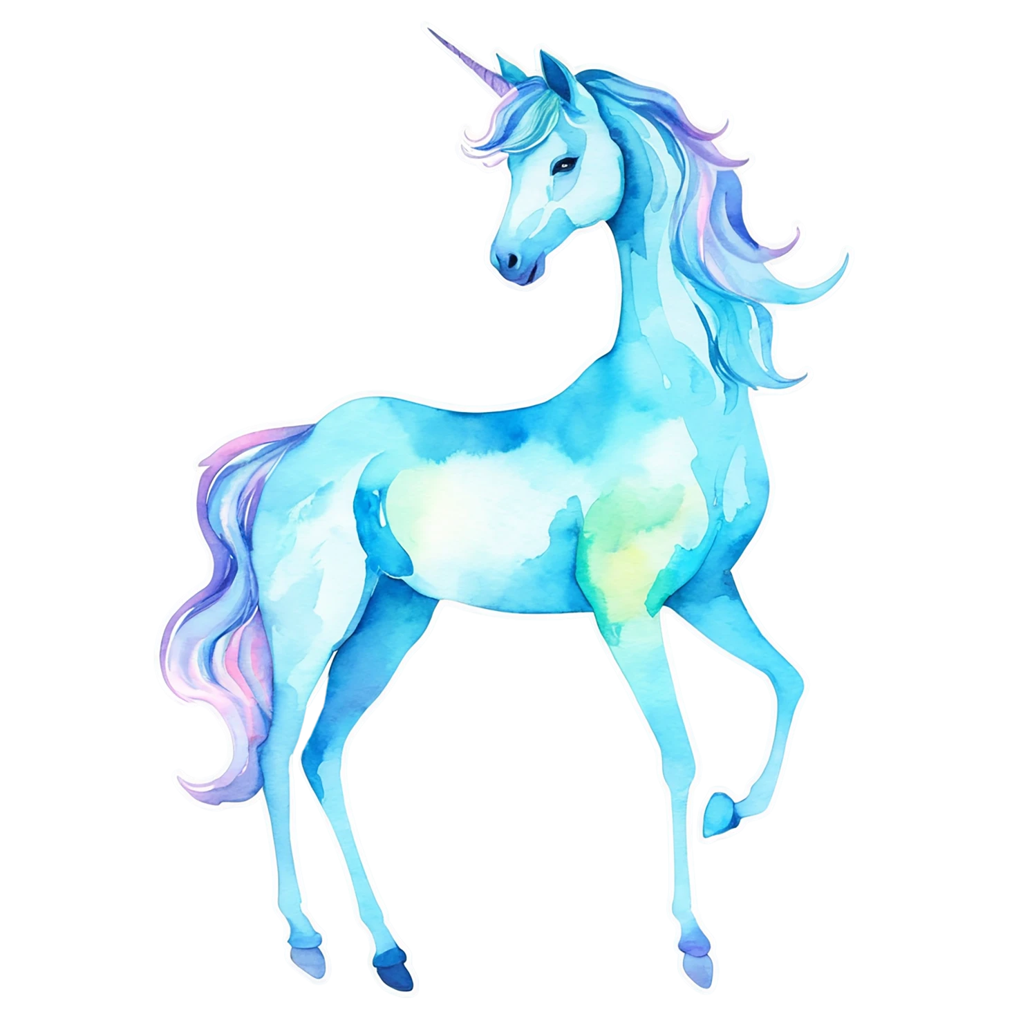 Unicorn watercolor sticker isolated on transparent background #22841