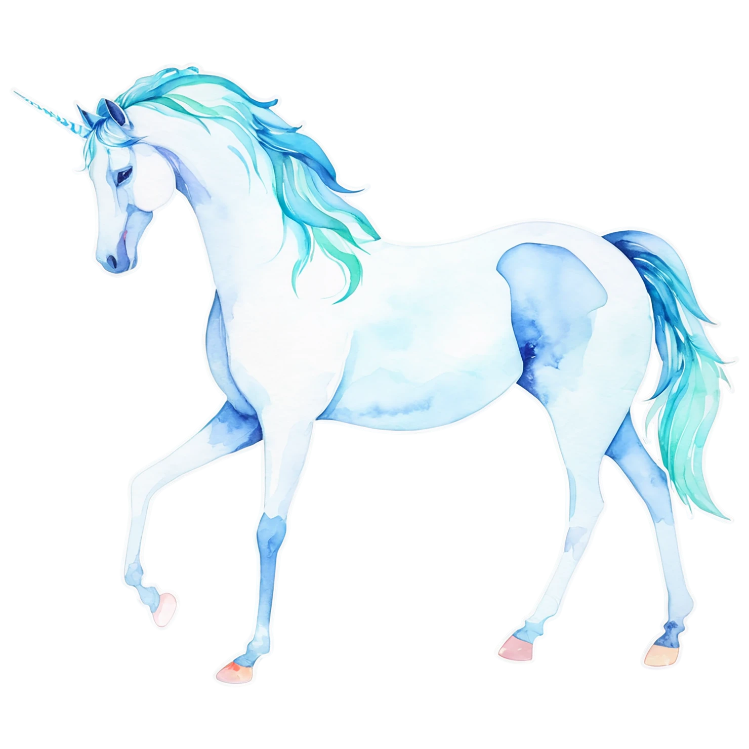 Unicorn watercolor sticker isolated on transparent background #22843