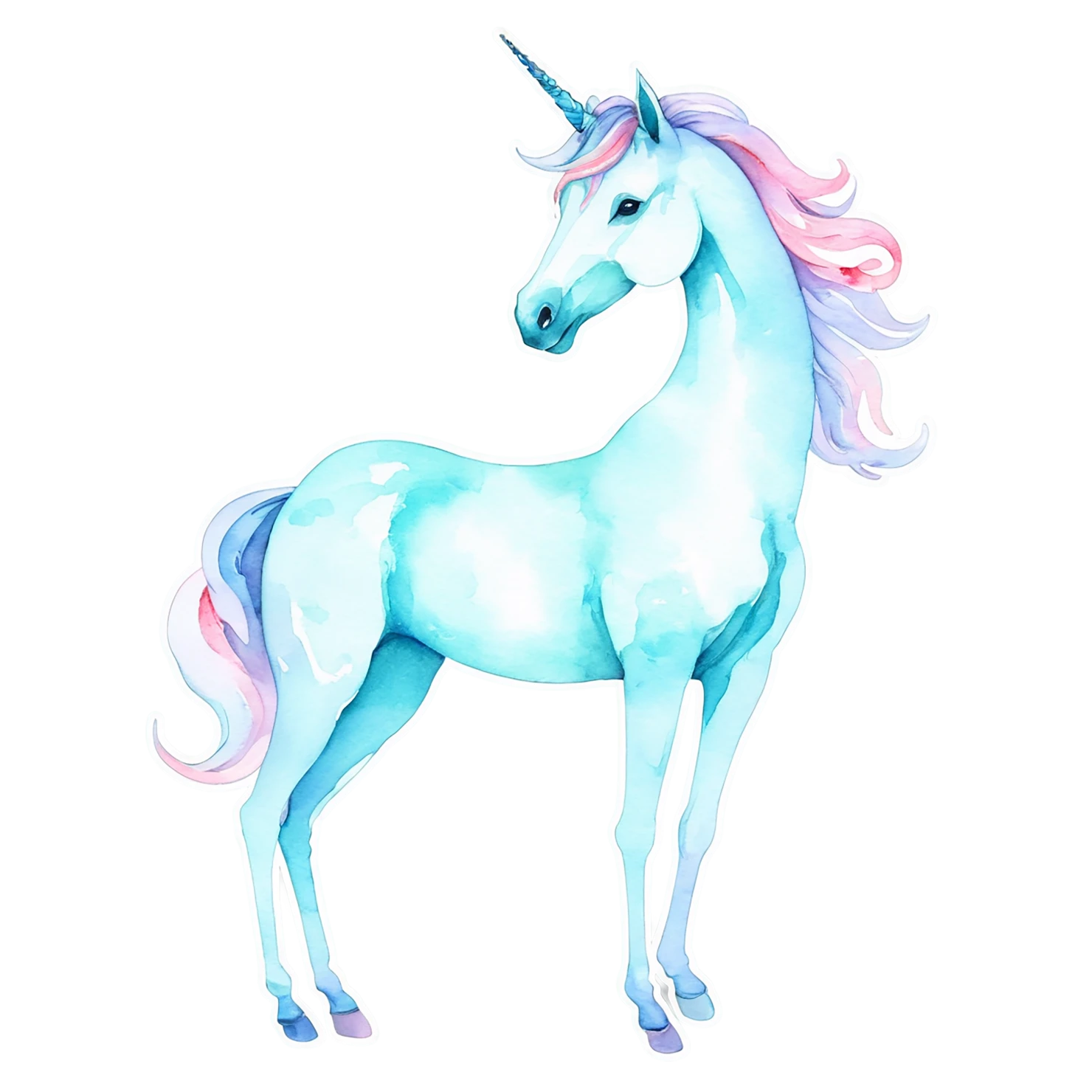 Unicorn watercolor sticker isolated on transparent background #22844