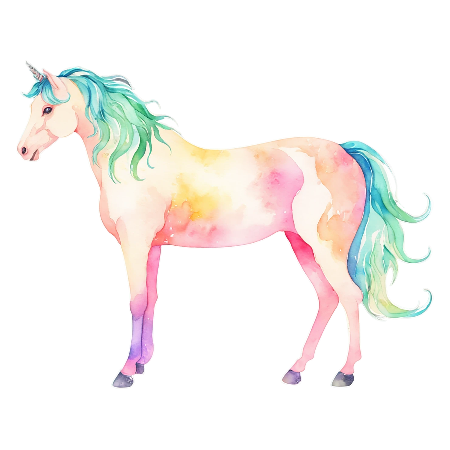 Unicorn watercolor sticker isolated on transparent background #22845