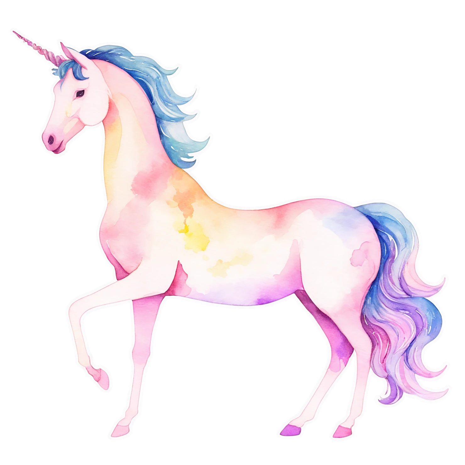 Unicorn watercolor sticker isolated on transparent background #22848