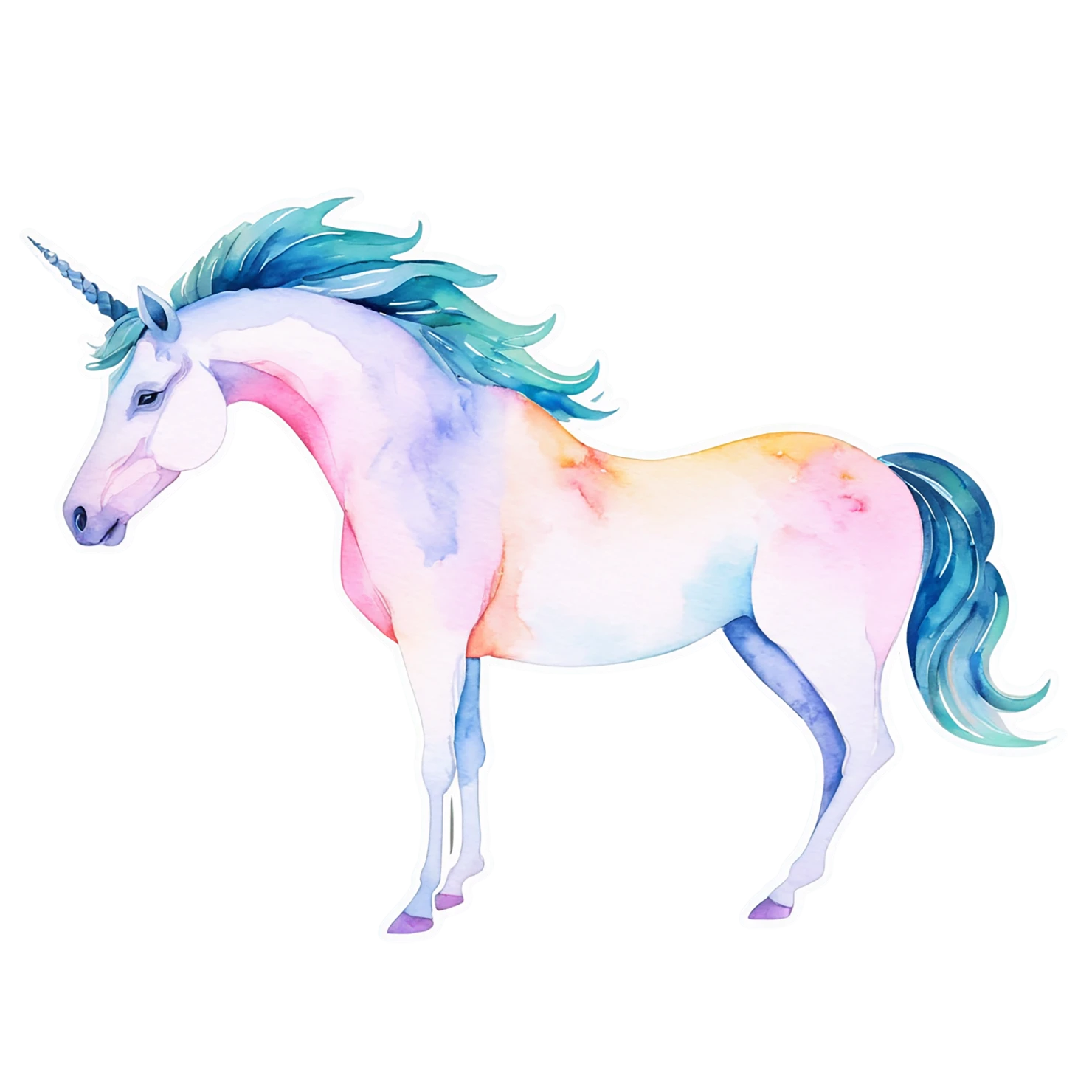 Unicorn watercolor sticker isolated on transparent background #22849