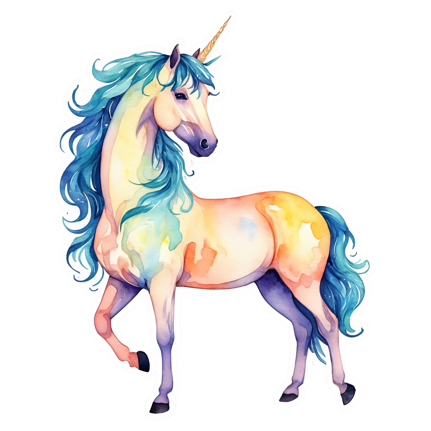 Unicorn watercolor sticker isolated on transparent background #22850