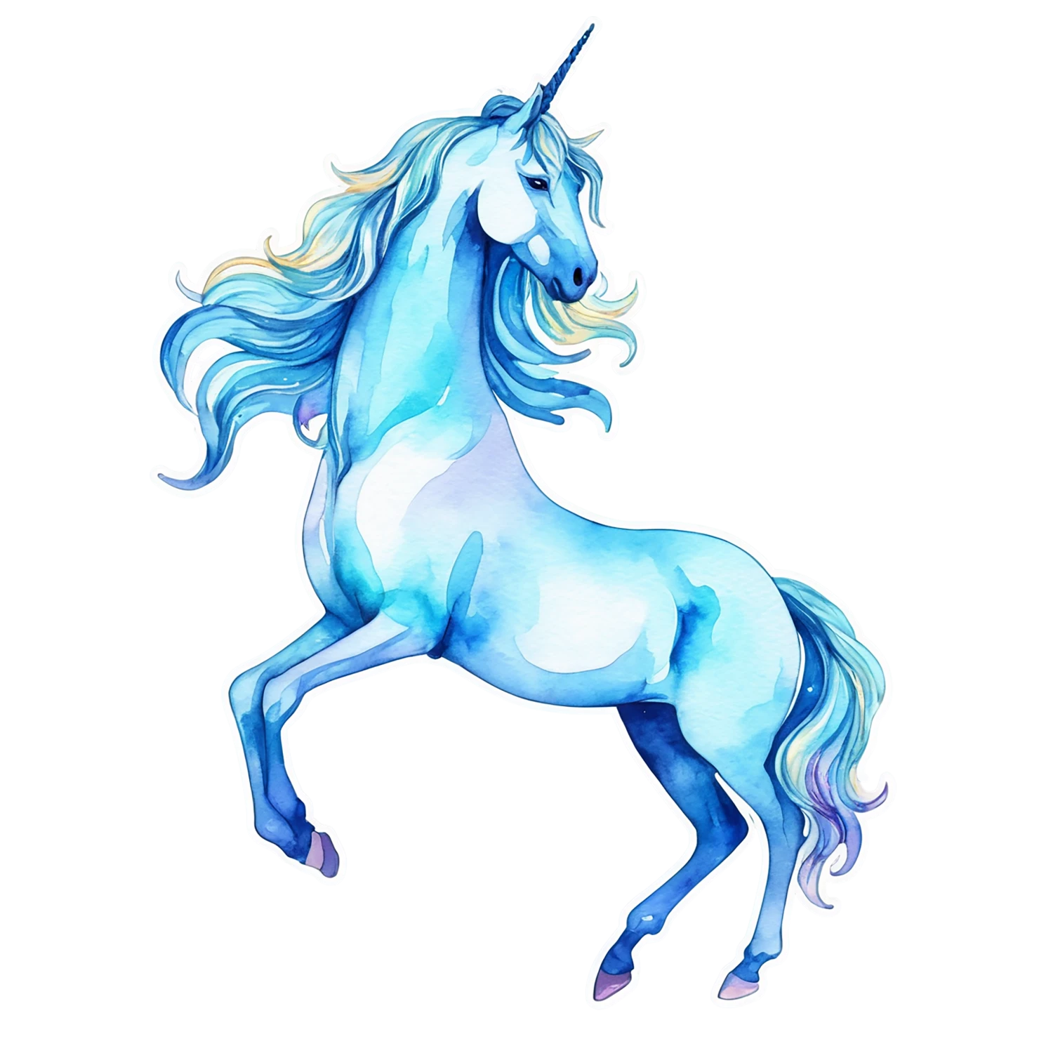 Unicorn watercolor sticker isolated on transparent background #22851