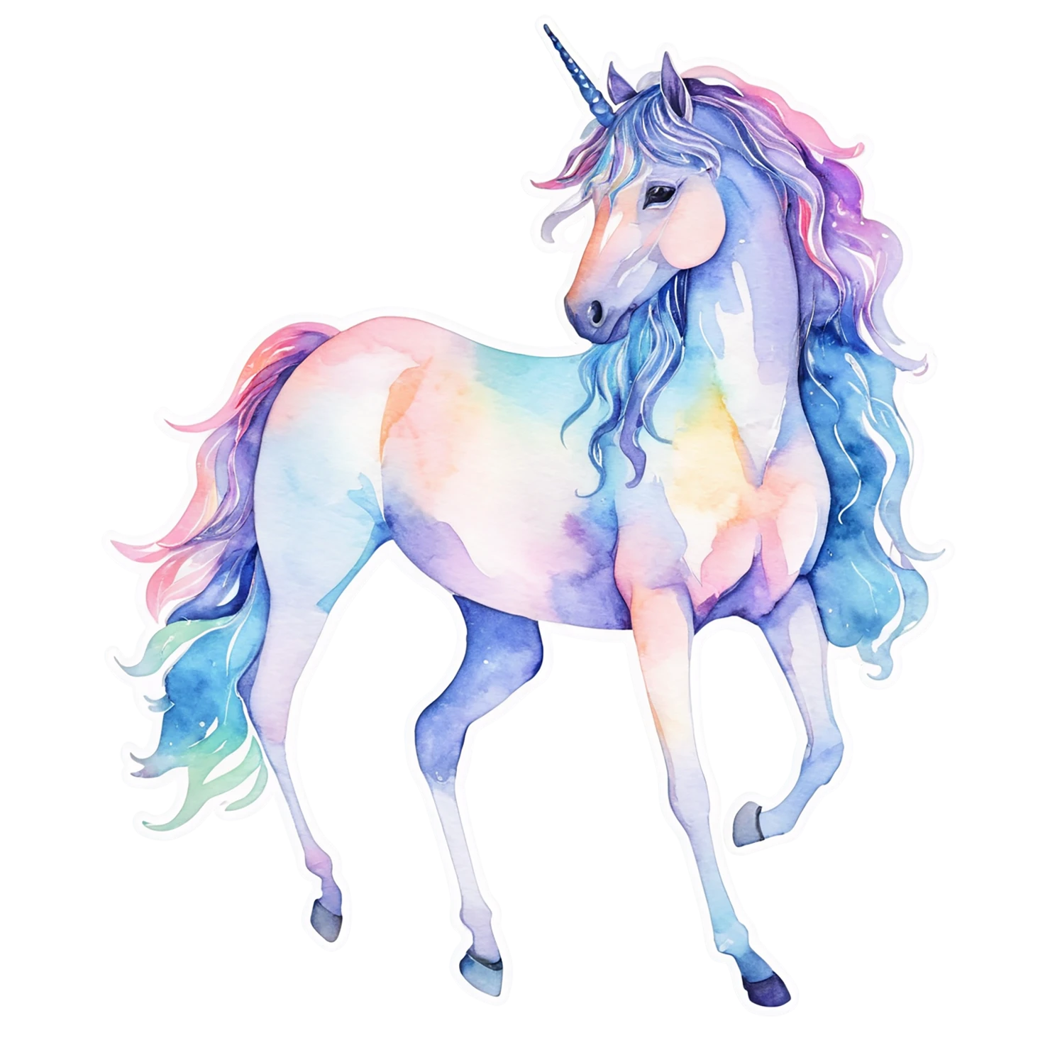 Unicorn watercolor sticker isolated on transparent background #22853