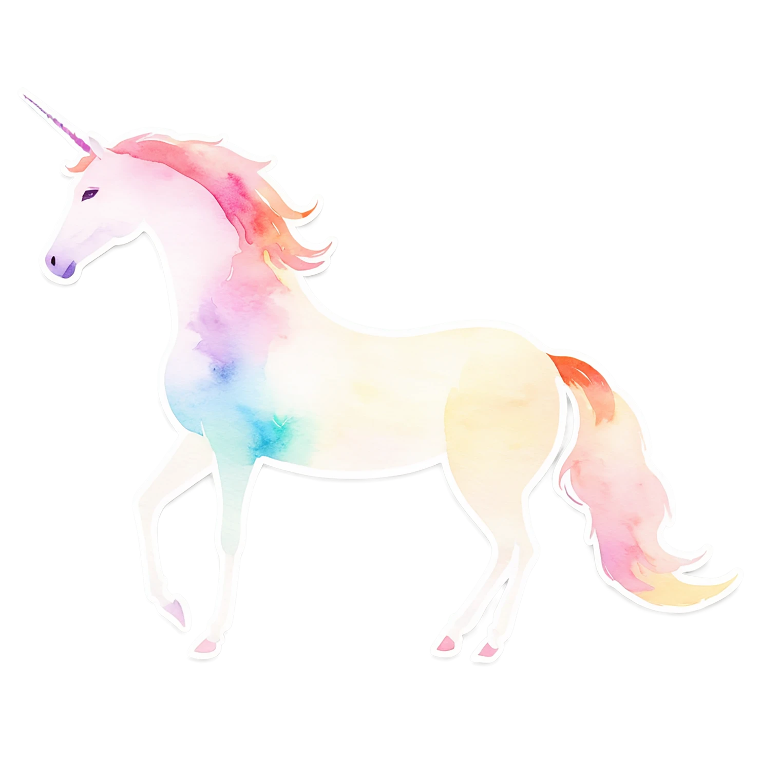 Unicorn watercolor sticker isolated on transparent background #22854
