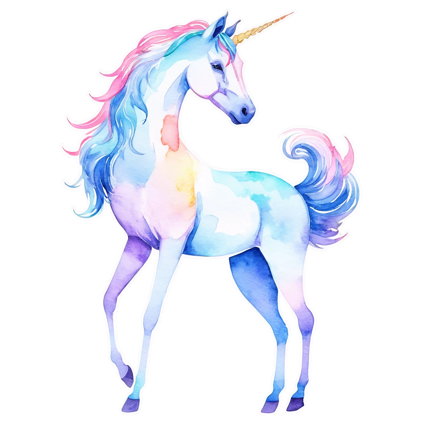 Unicorn watercolor sticker isolated on transparent background #22855
