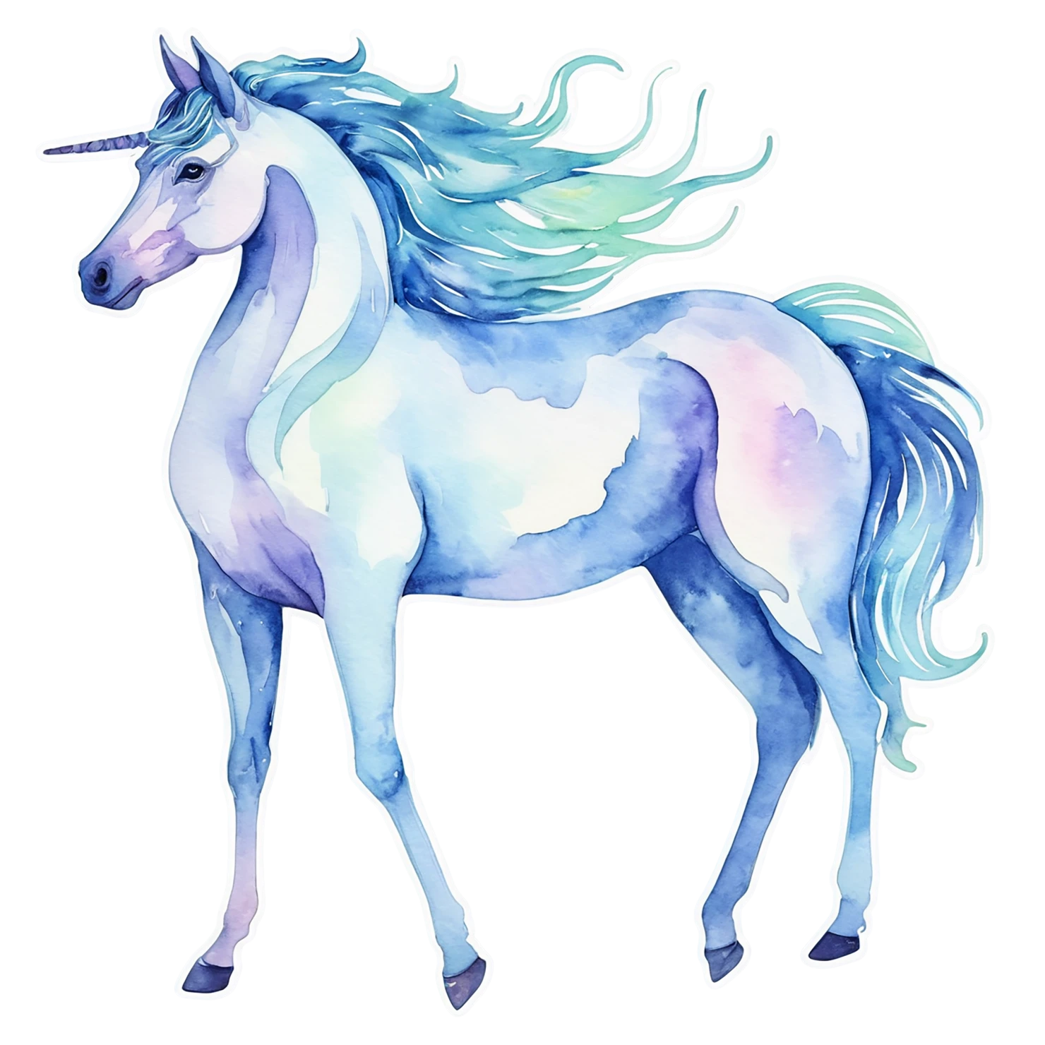 Unicorn watercolor sticker isolated on transparent background #22856