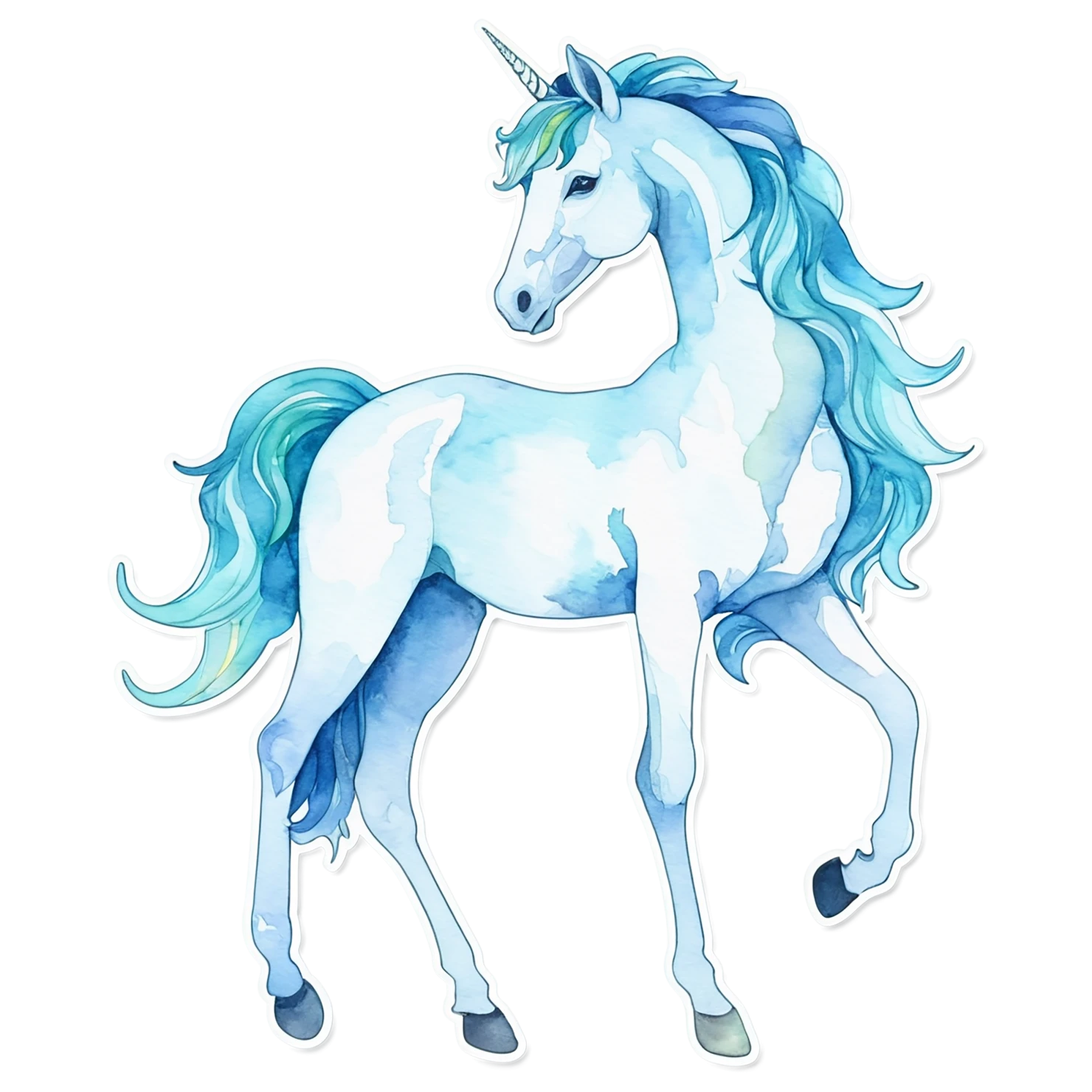 Unicorn watercolor sticker isolated on transparent background #22857