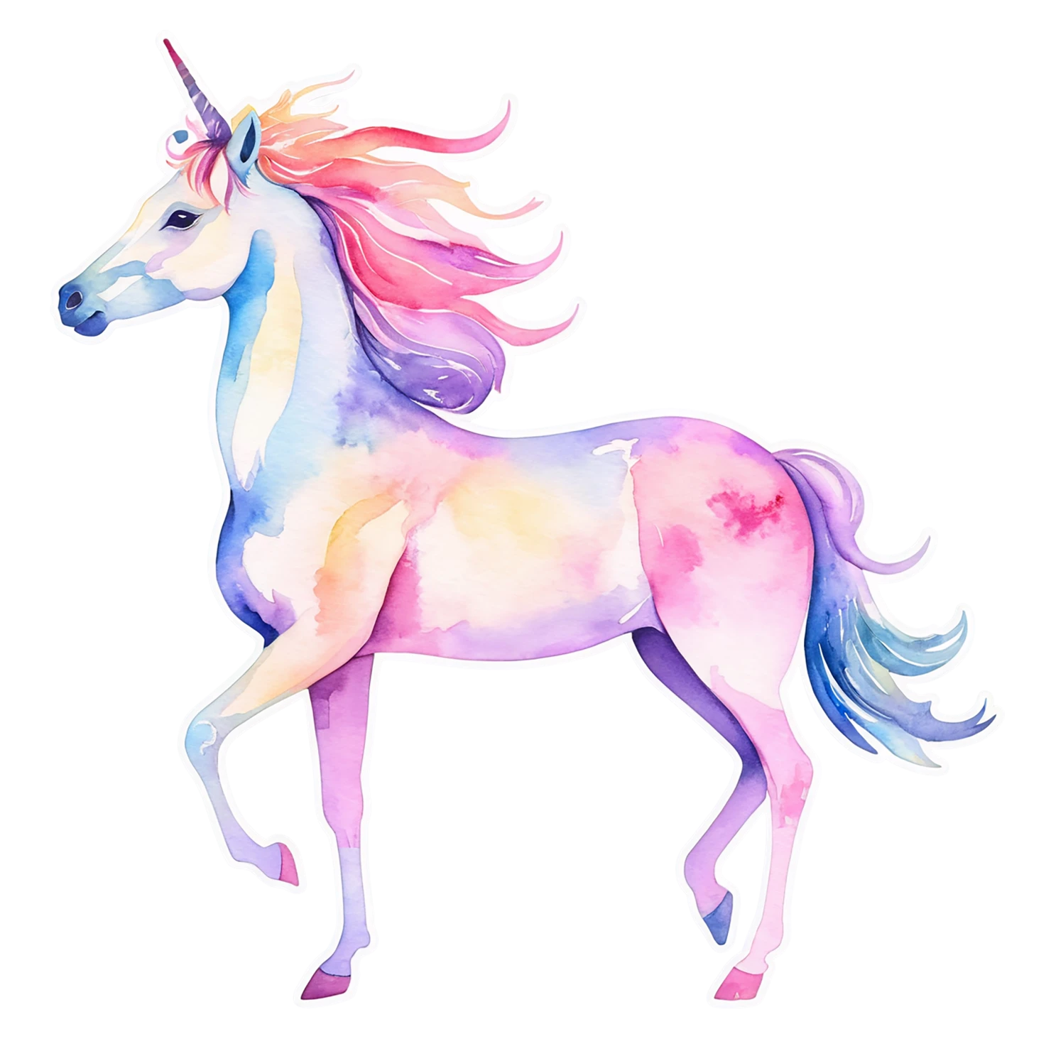 Unicorn watercolor sticker isolated on transparent background #22858