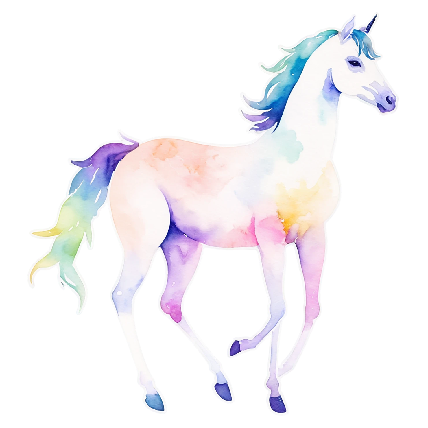 Unicorn watercolor sticker isolated on transparent background #22859