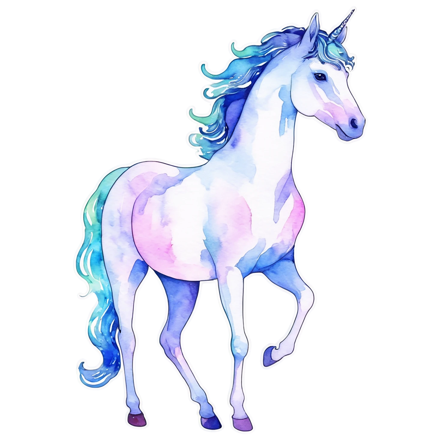 Unicorn watercolor sticker isolated on transparent background #22862
