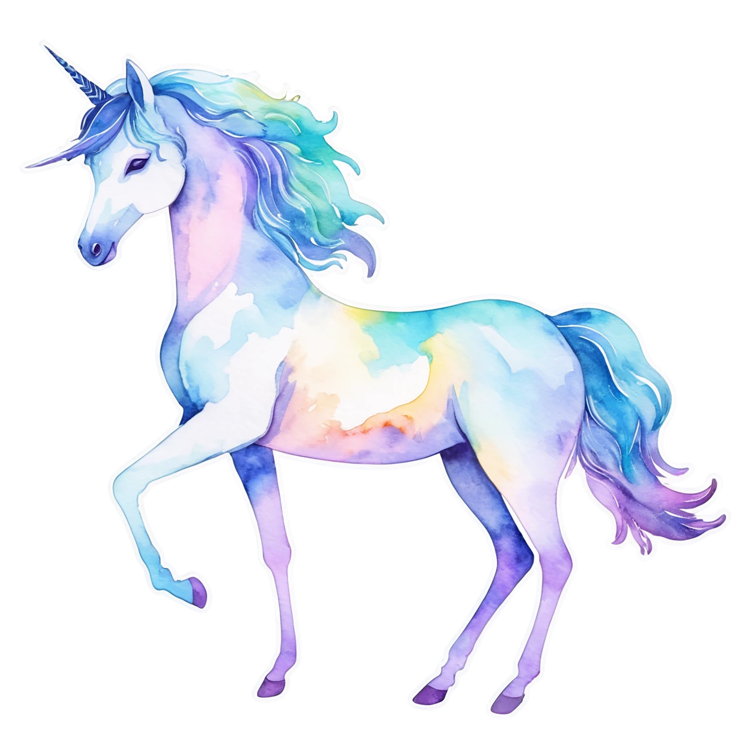 Unicorn watercolor sticker isolated on transparent background #22863