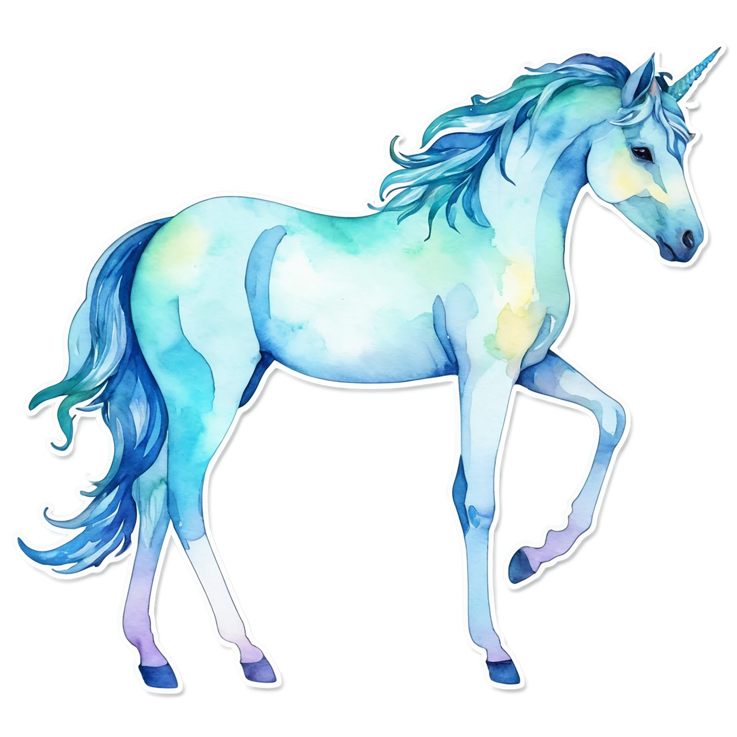 Unicorn watercolor sticker isolated on transparent background #22865