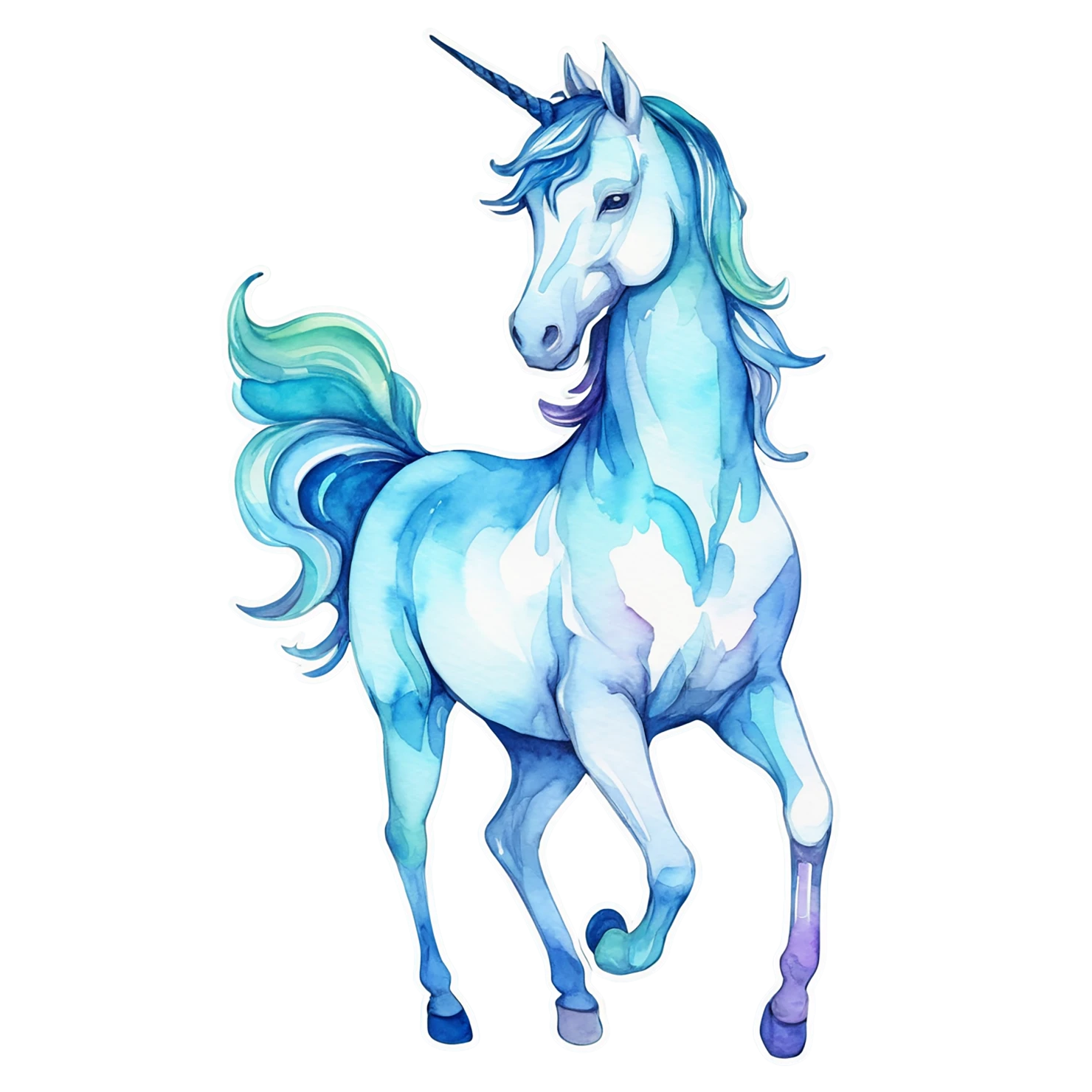 Unicorn watercolor sticker isolated on transparent background #22866