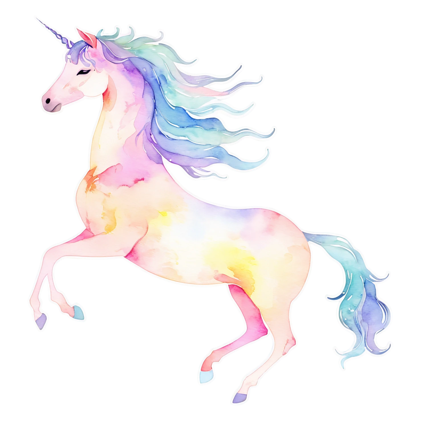 Unicorn watercolor sticker isolated on transparent background #22868
