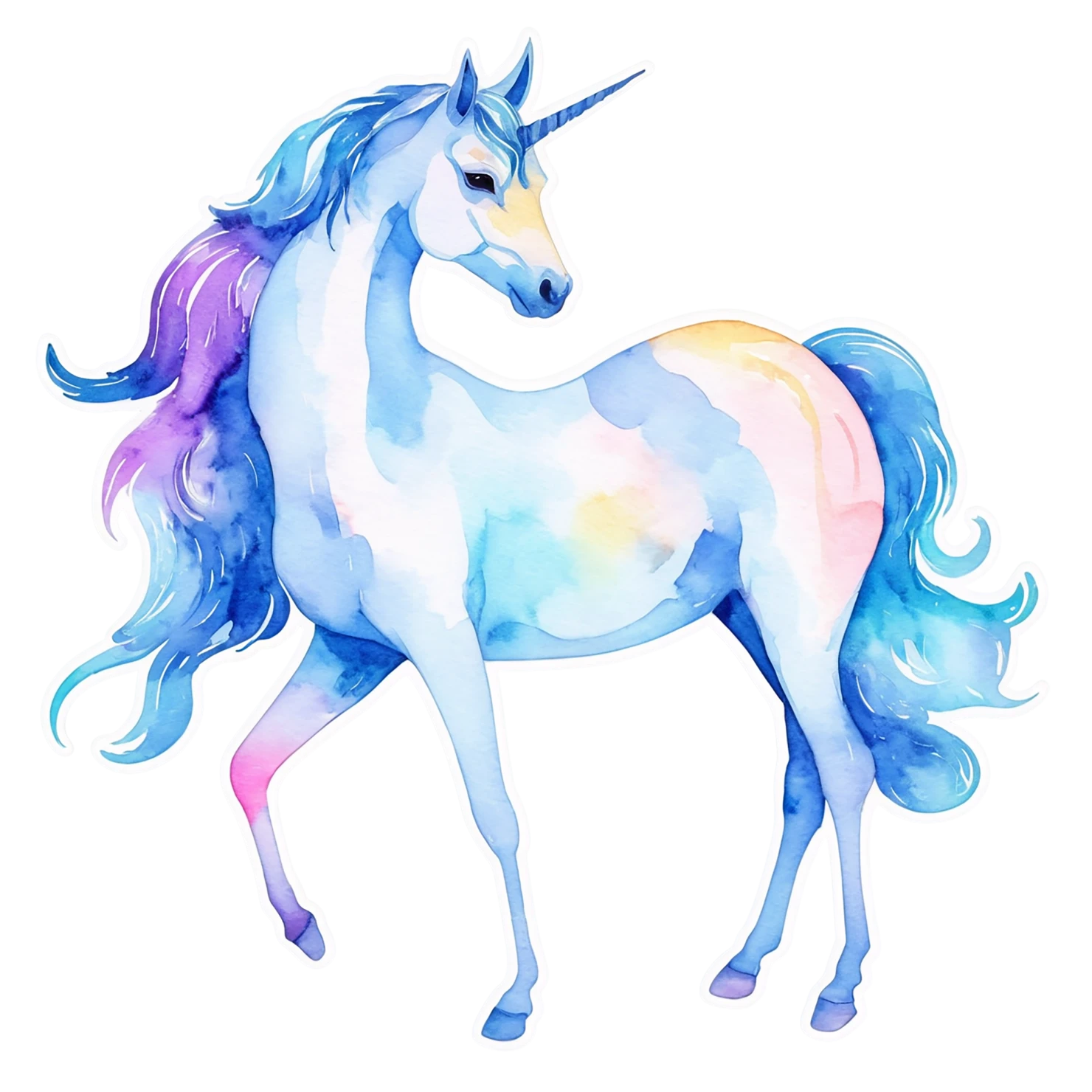 Unicorn watercolor sticker isolated on transparent background #22869