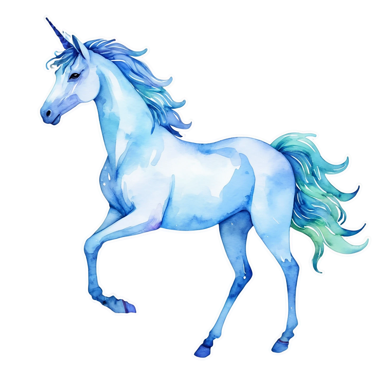 Unicorn watercolor sticker isolated on transparent background #22870