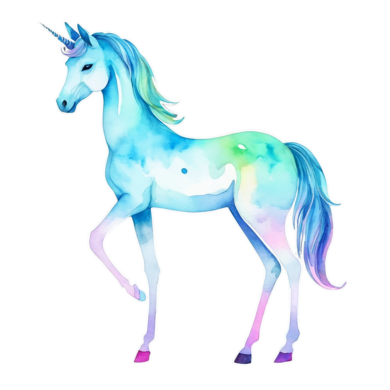Unicorn watercolor sticker isolated on transparent background #22871