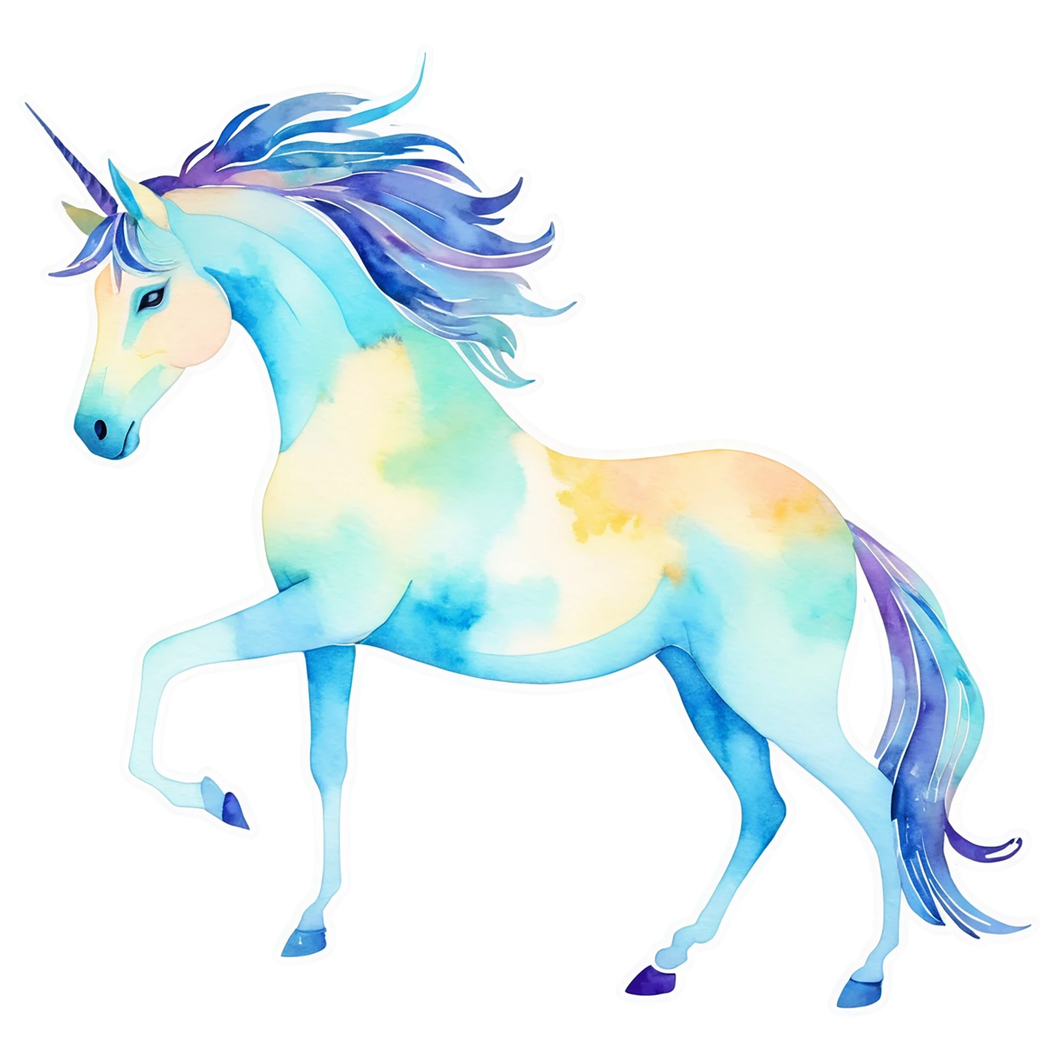 Unicorn watercolor sticker isolated on transparent background #22872