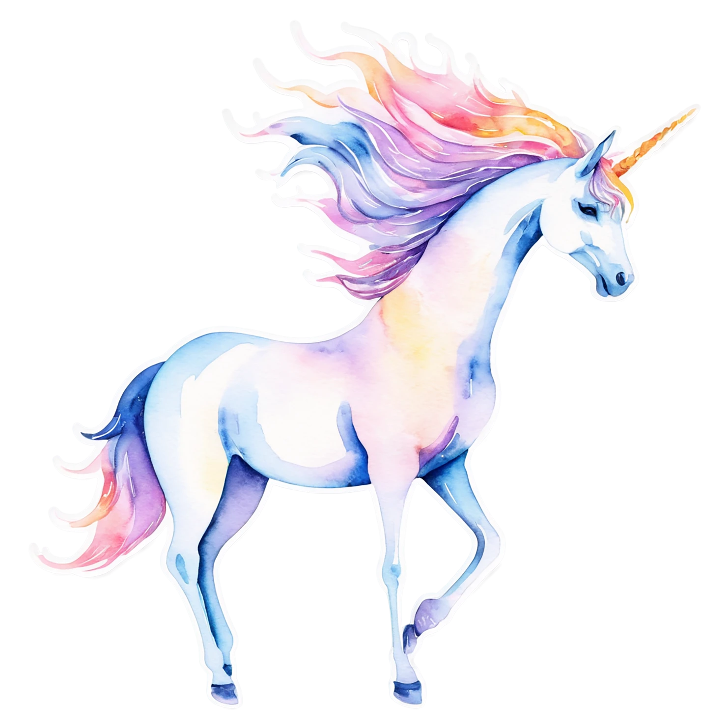 Unicorn watercolor sticker isolated on transparent background #22873
